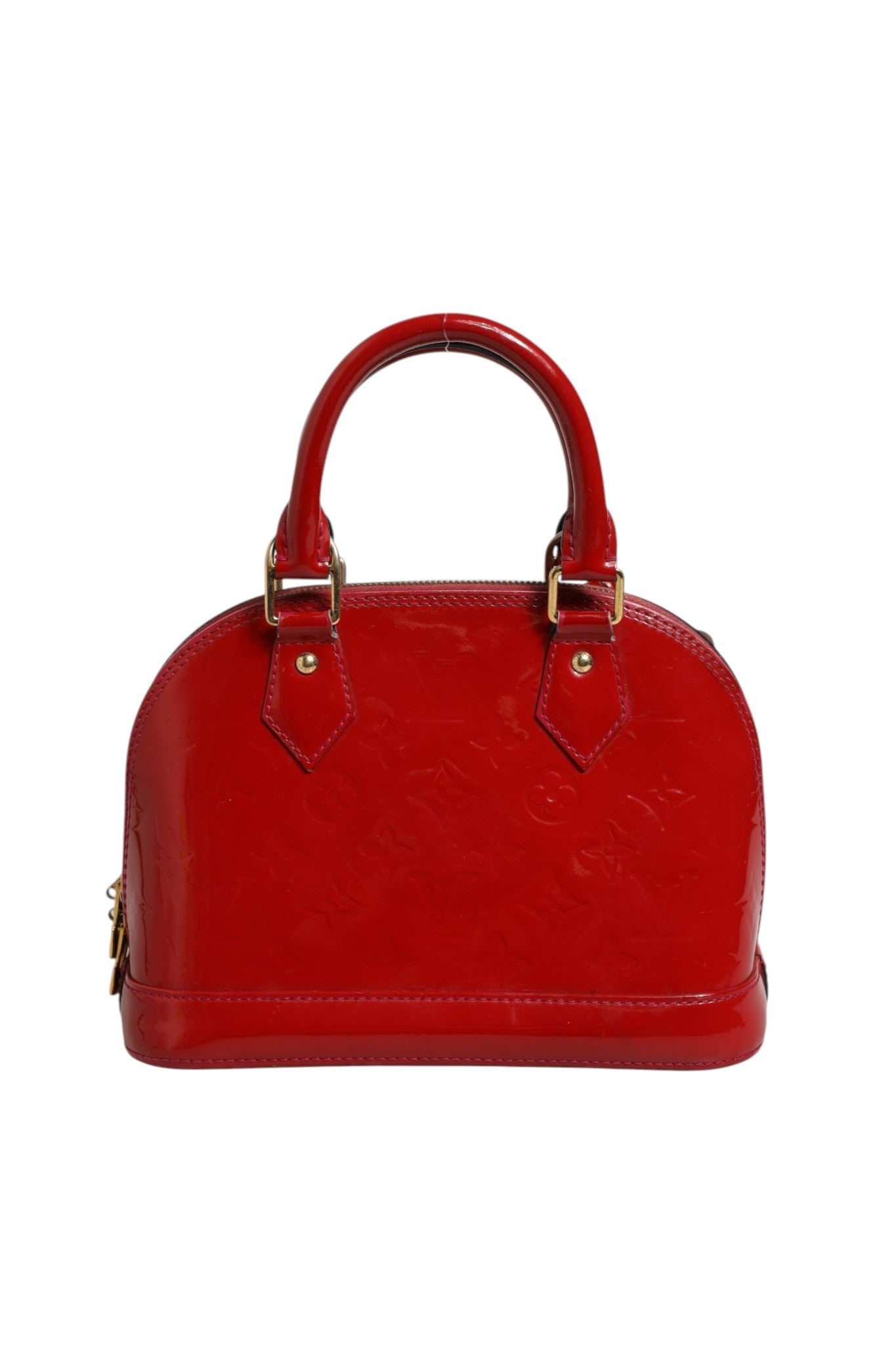 Ruby Red Leder Alma BB Tasche mit Riemen Vernis Finish