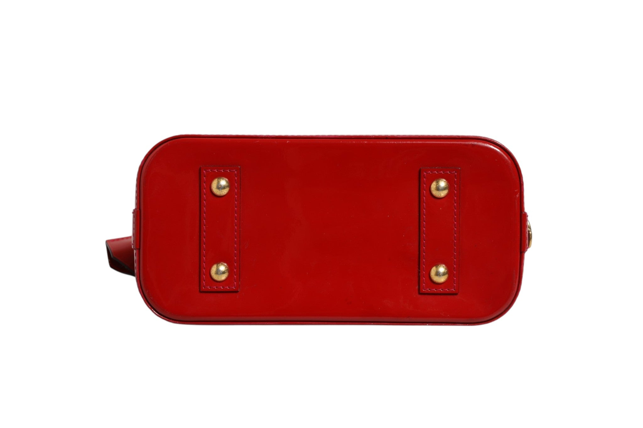 Ruby Red Leder Alma BB Tasche mit Riemen Vernis Finish