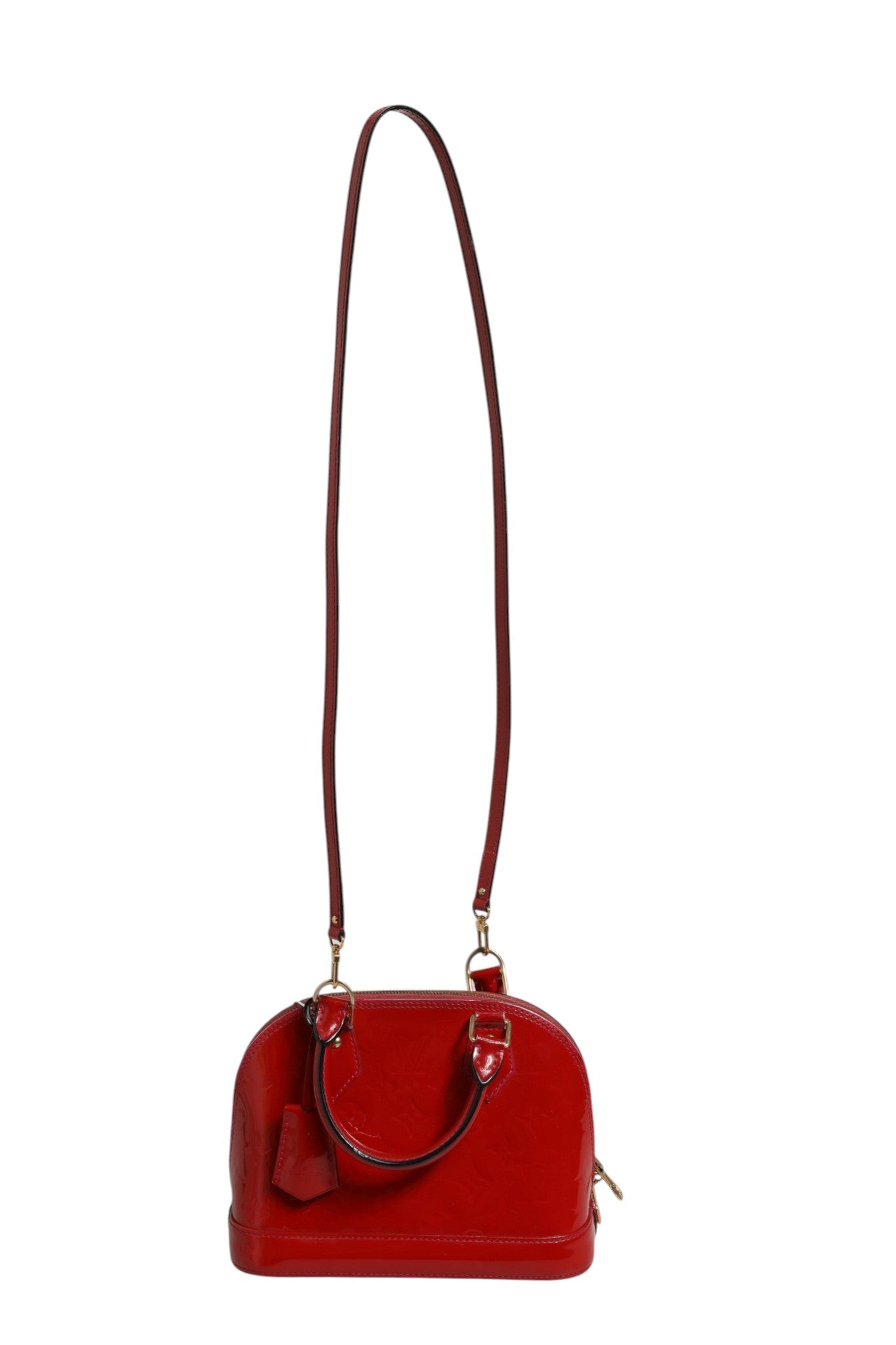 Ruby Red Leder Alma BB Tasche mit Riemen Vernis Finish