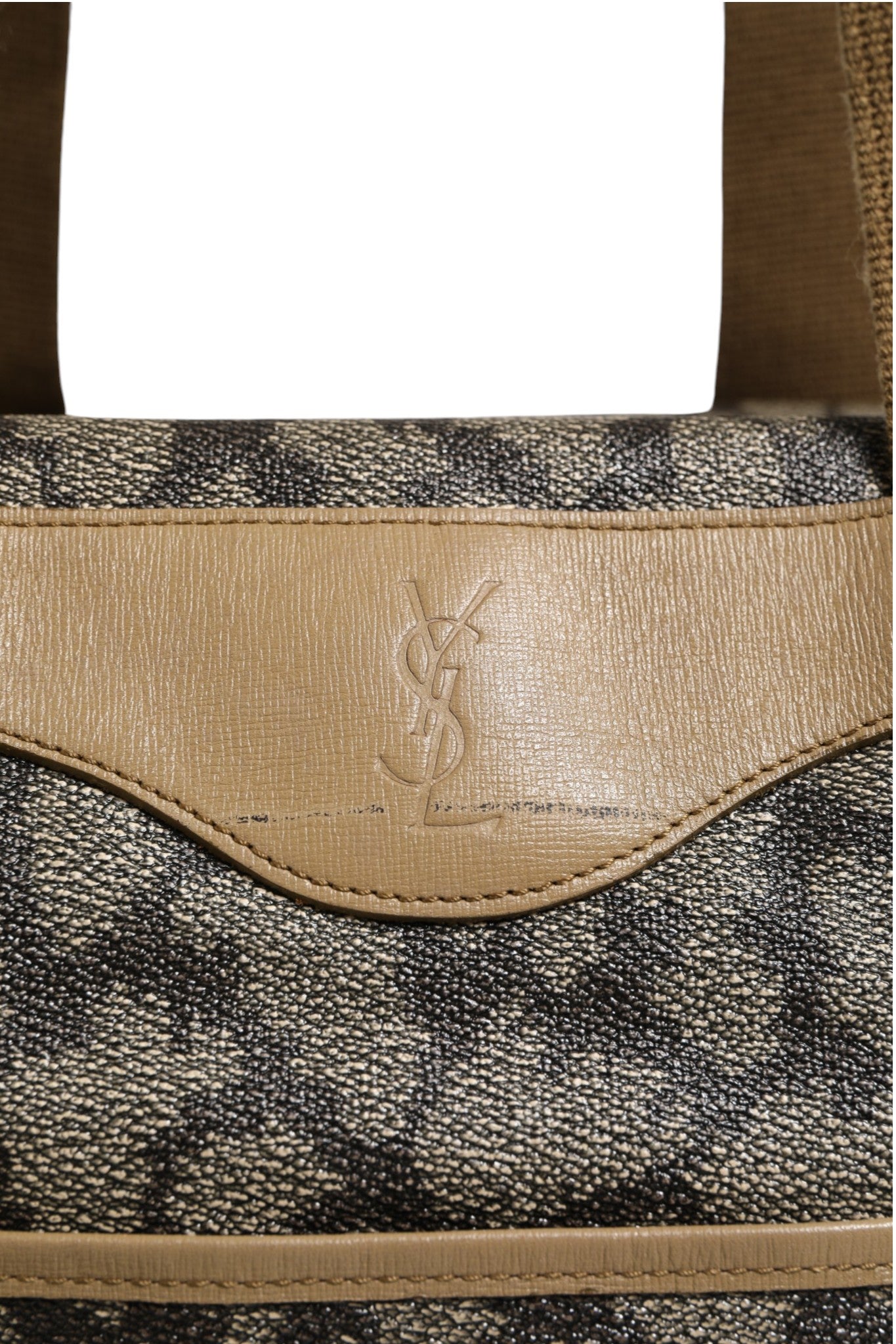 Green and Brown Canvas Duffel Bag with Pattern