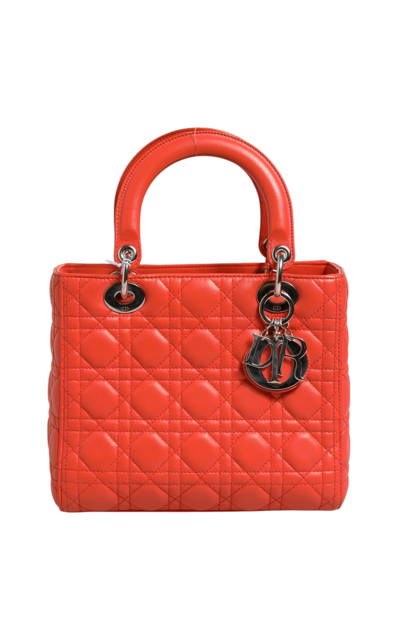 Orange Leather Lady Dior Cannage Bag 24cm
