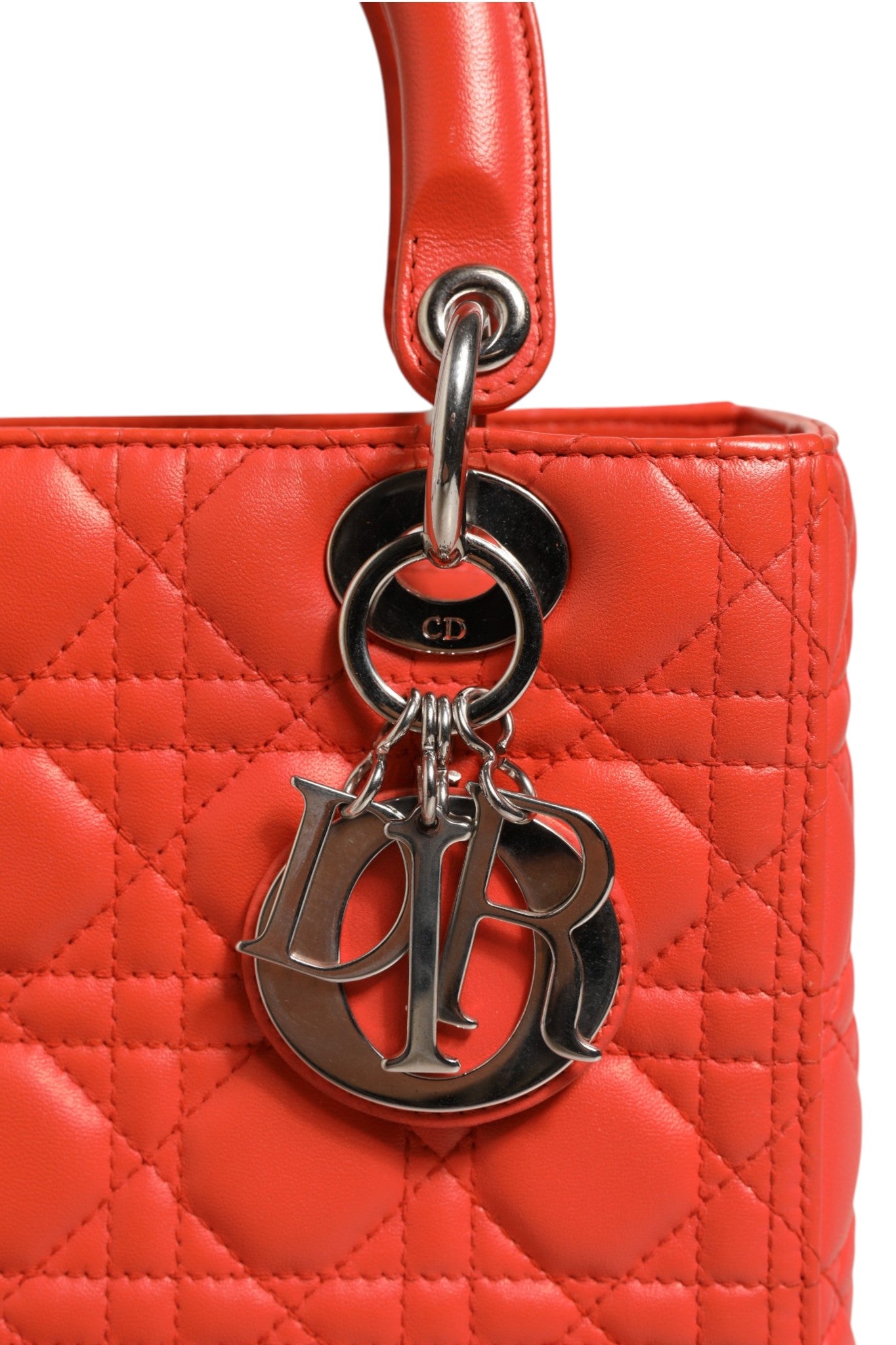 Orange Leather Lady Dior Cannage Bag 24cm