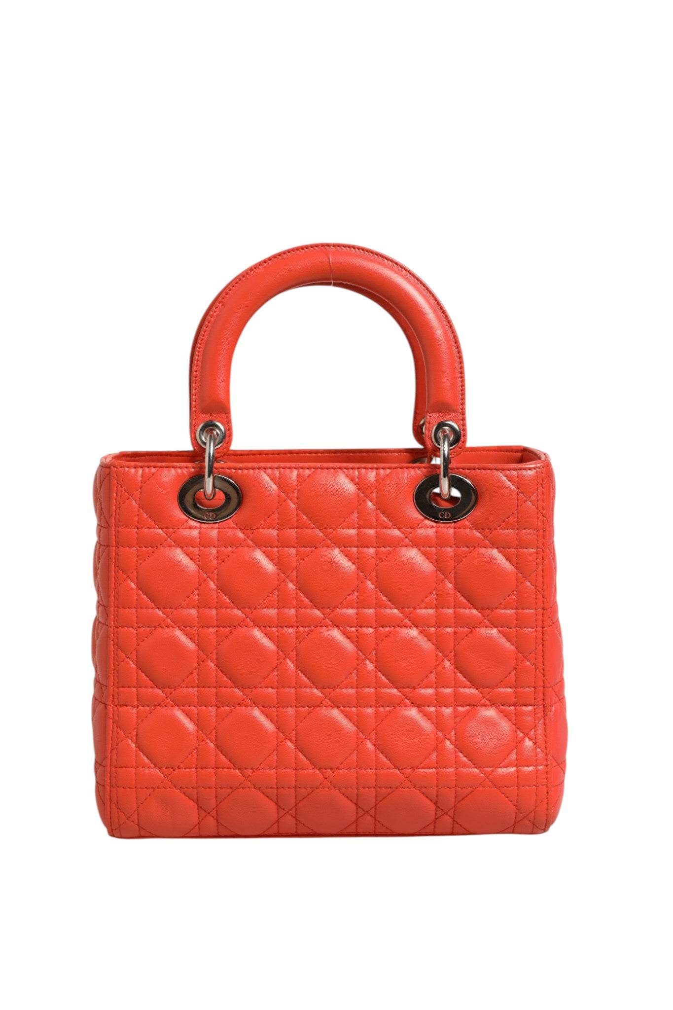 Christian Dior Orange Cannage Lammleder Lady Dior Tasche