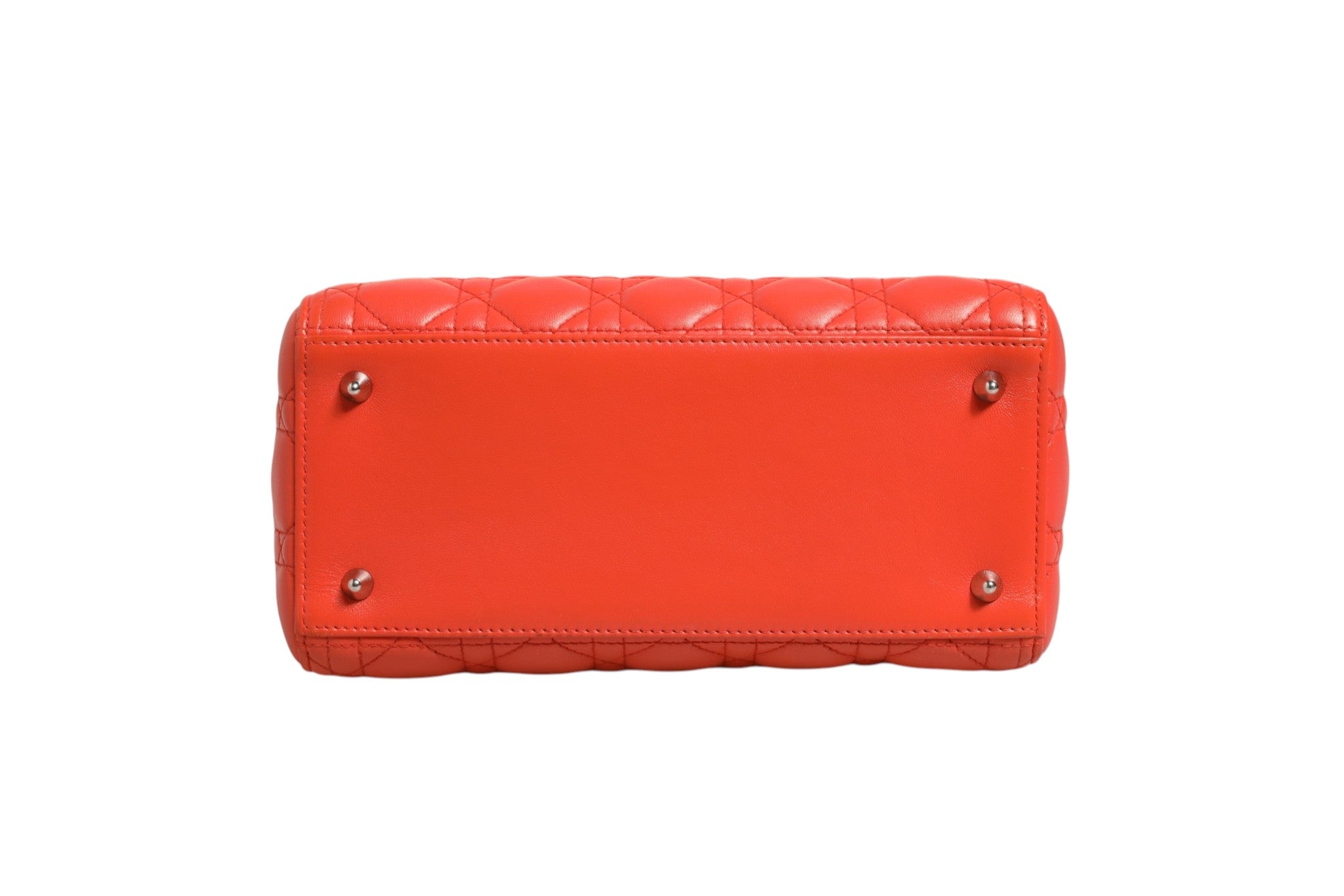 Christian Dior Orange Cannage Lammleder Lady Dior Tasche
