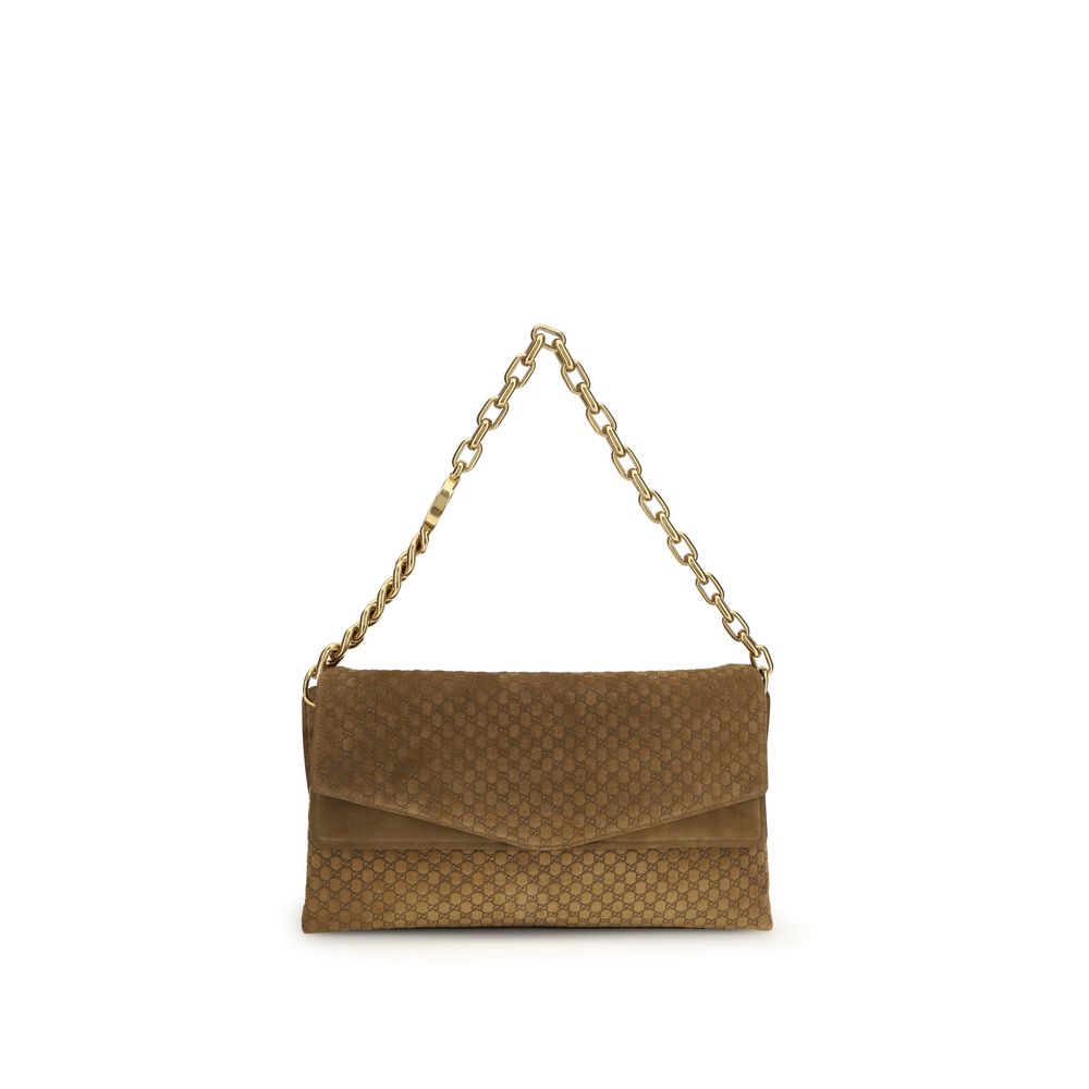 Camel Suede Shoulder Bag with Chain Strap