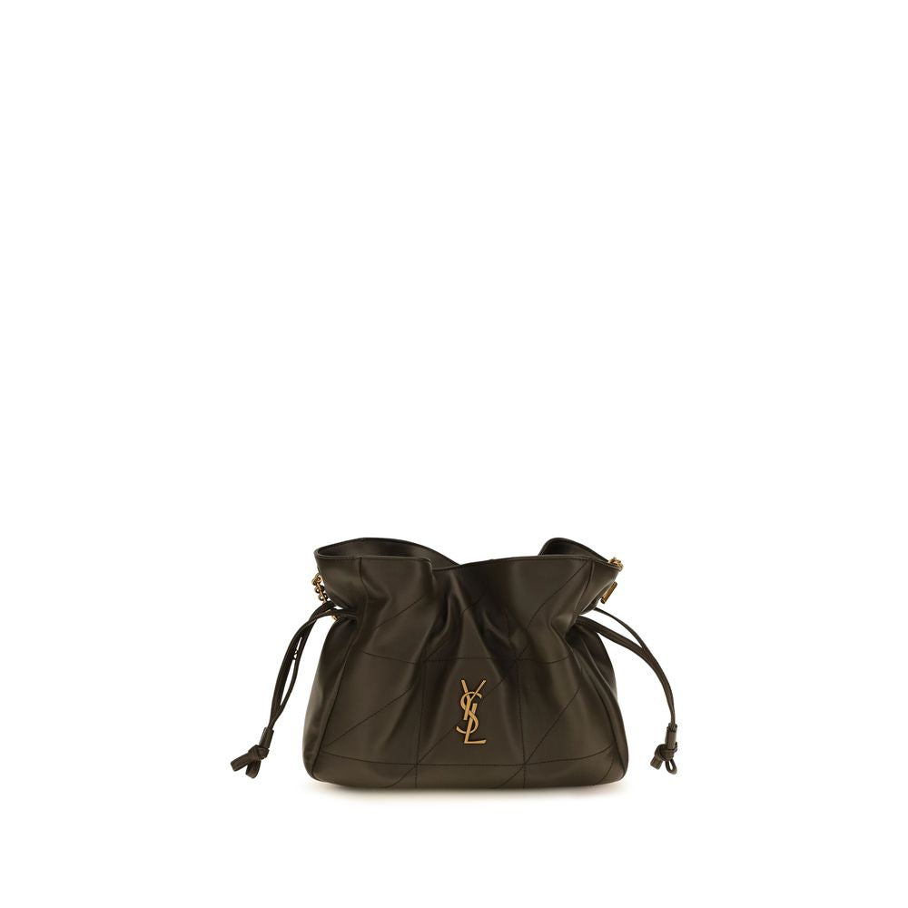 Bicolor-Leder-Schultertasche mit Kettenriemen