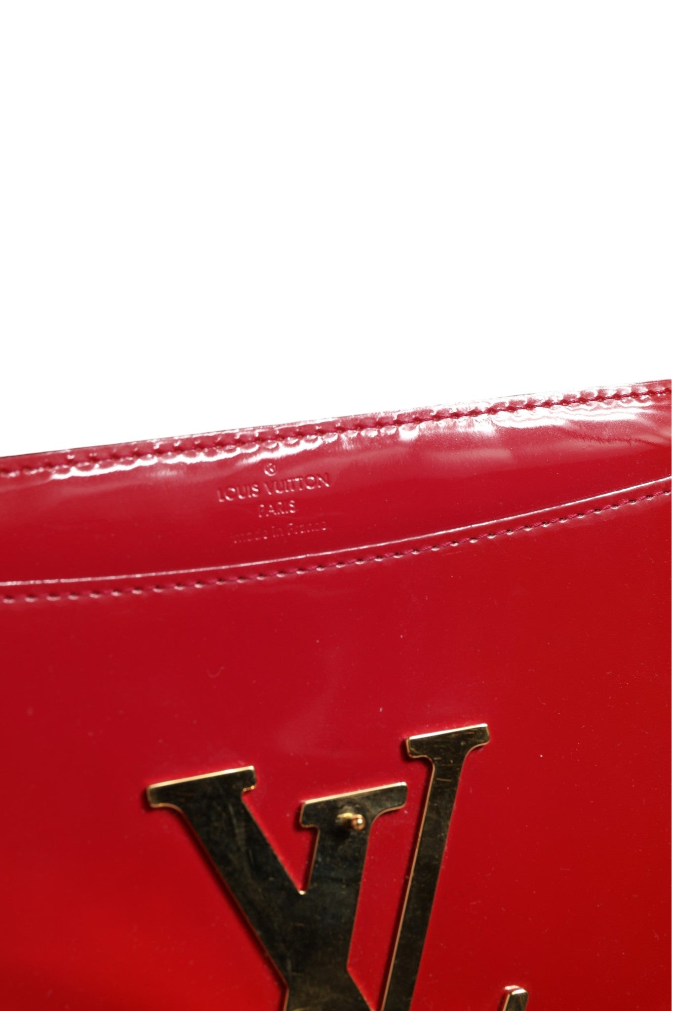 Red Louise PM Leather Wallet On Chain