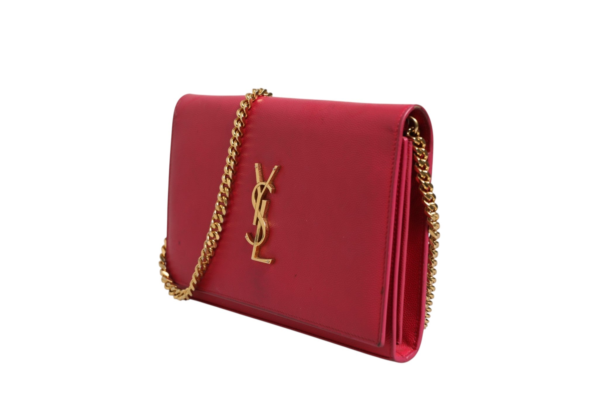Pink Leather Monogram Wallet on Chain