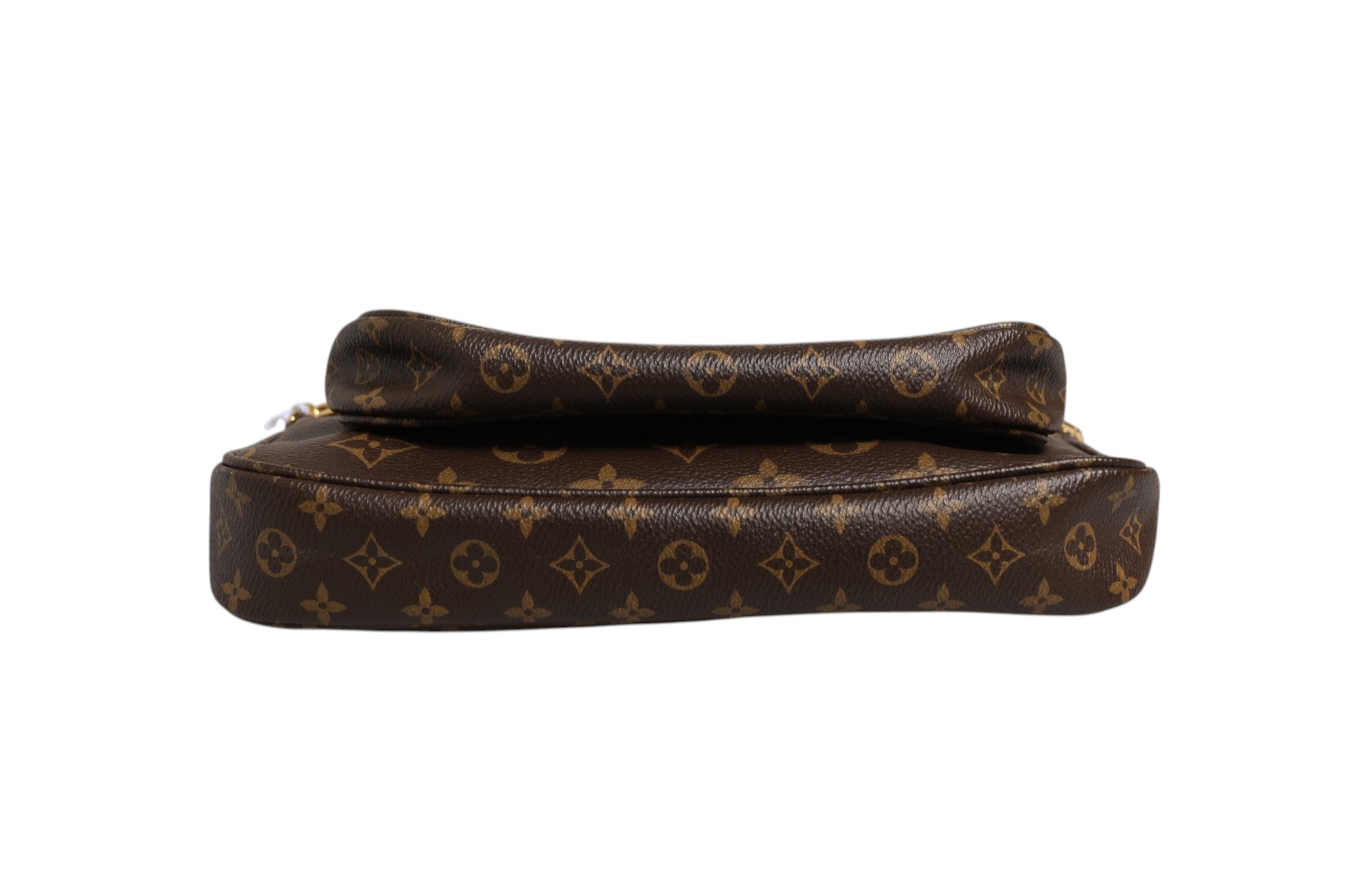 Braune Leder-Monogramm-Multi-Pochette Accessoires Tasche