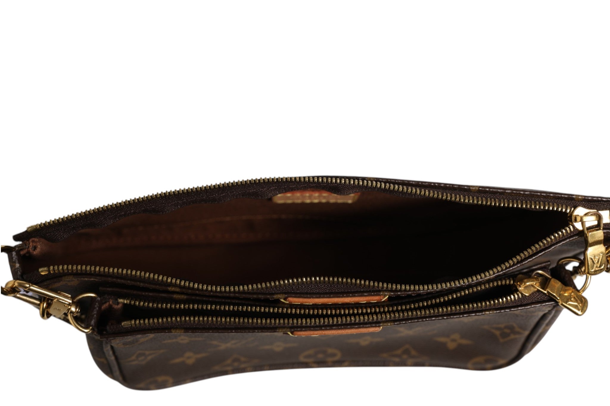 Braune Leder-Monogramm-Multi-Pochette Accessoires Tasche