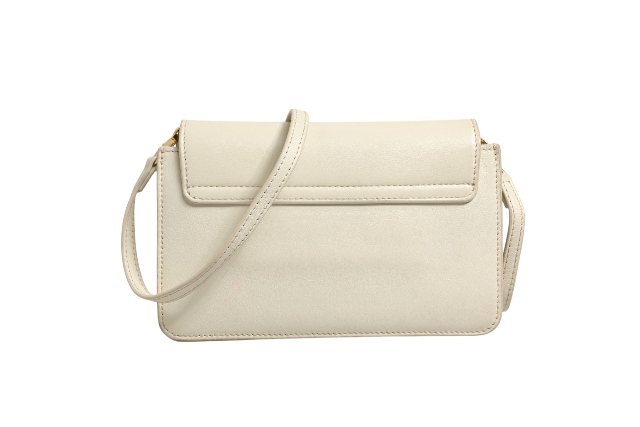 White Leather Drew Bijou Small Clutch with Strap