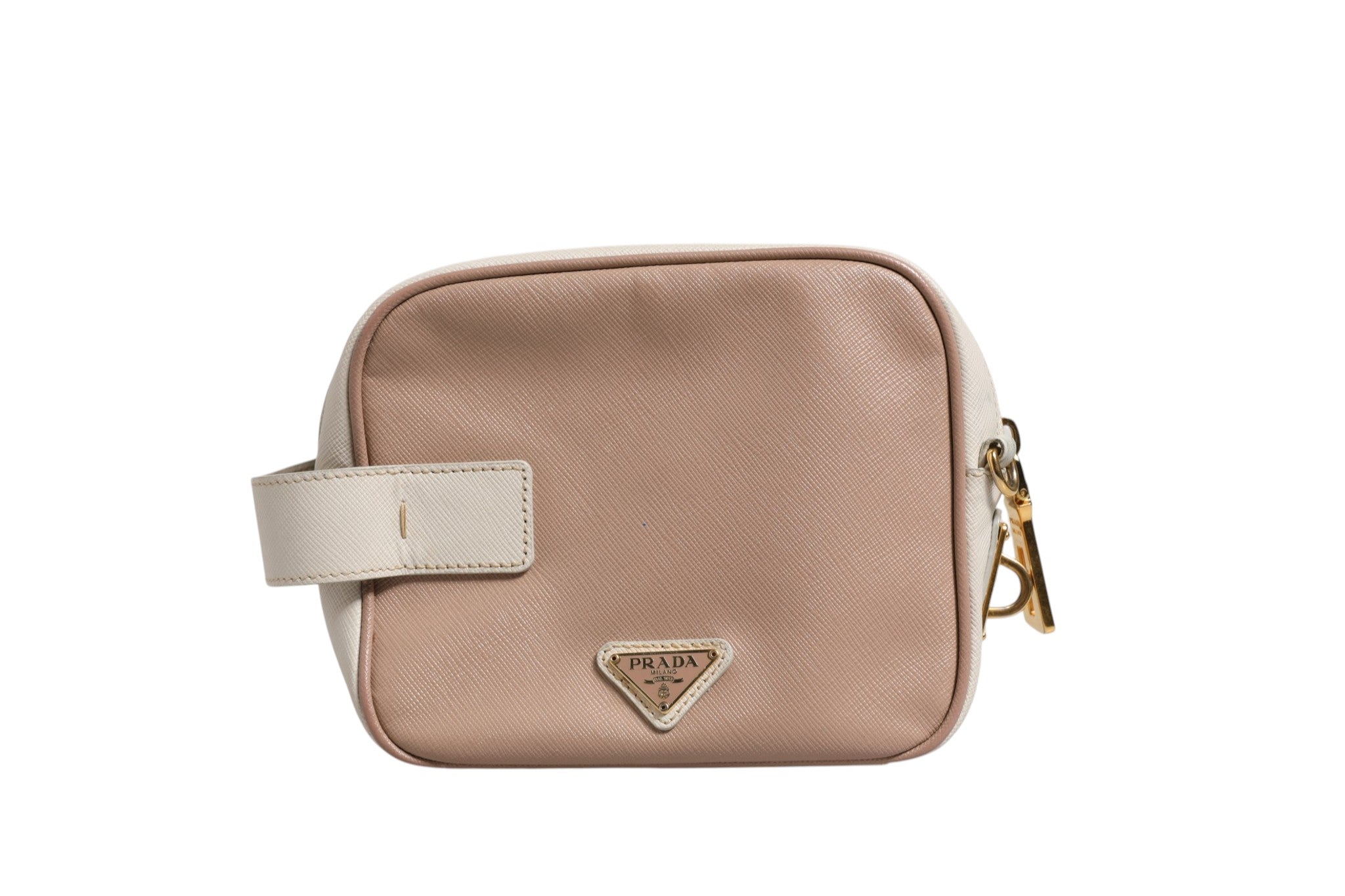 Beige Leather Small Shoulder Bag with Strap