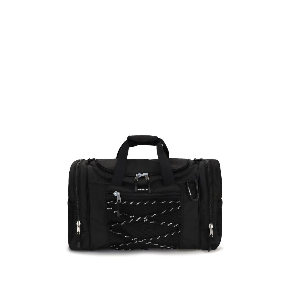 Schwarze Leder-Schultertasche mit goldgeprägtem Logo