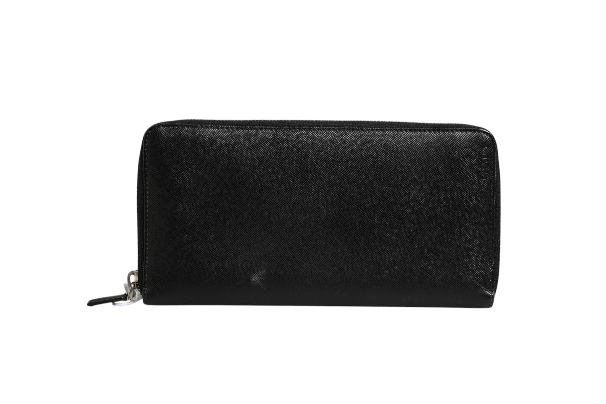 Reißverschluss-Reisebrieftasche aus schwarzem Leder Saffiano Baltico