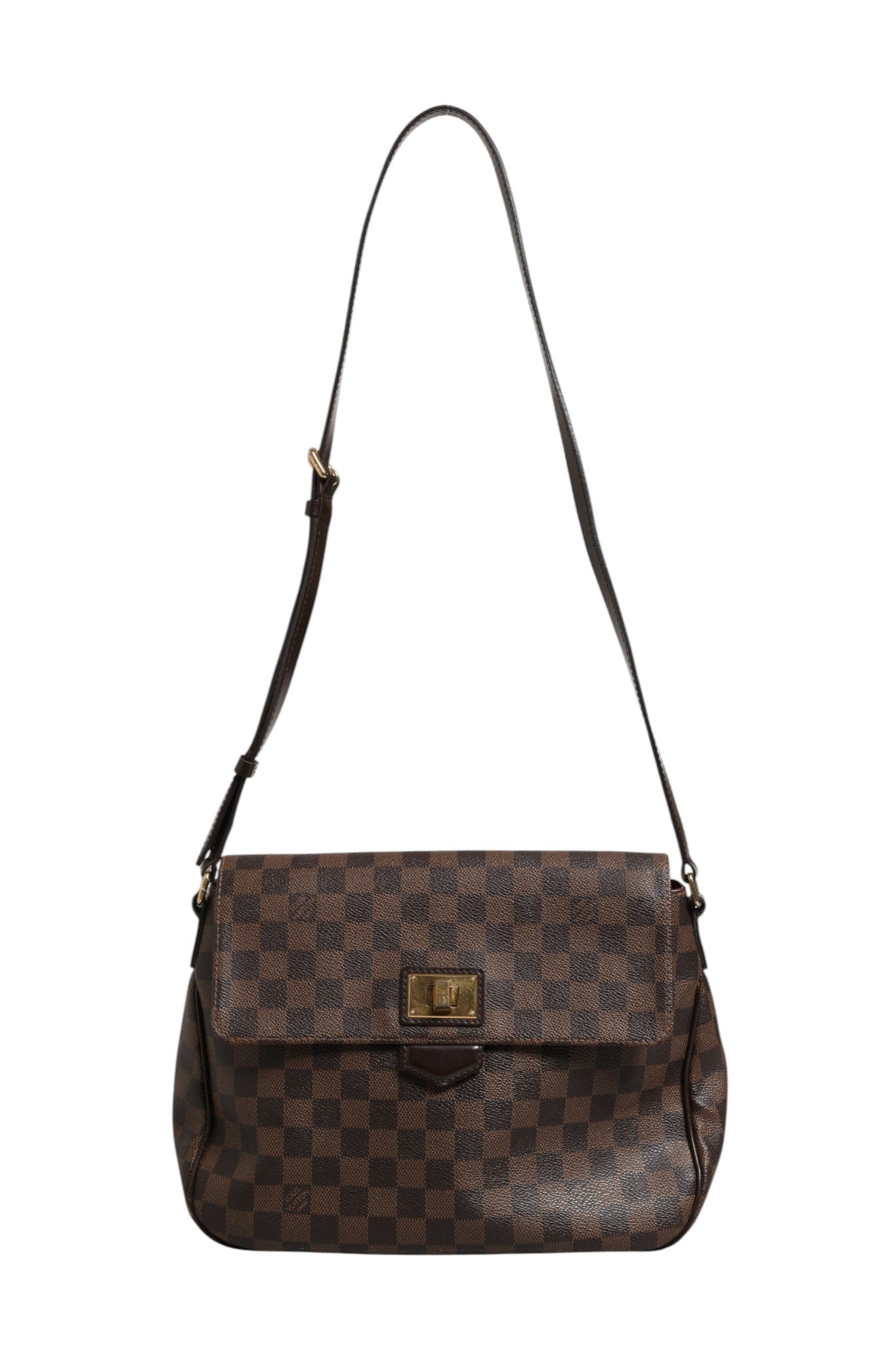 Brown Leather Damier Ebene Rosebery Crossbody Bag