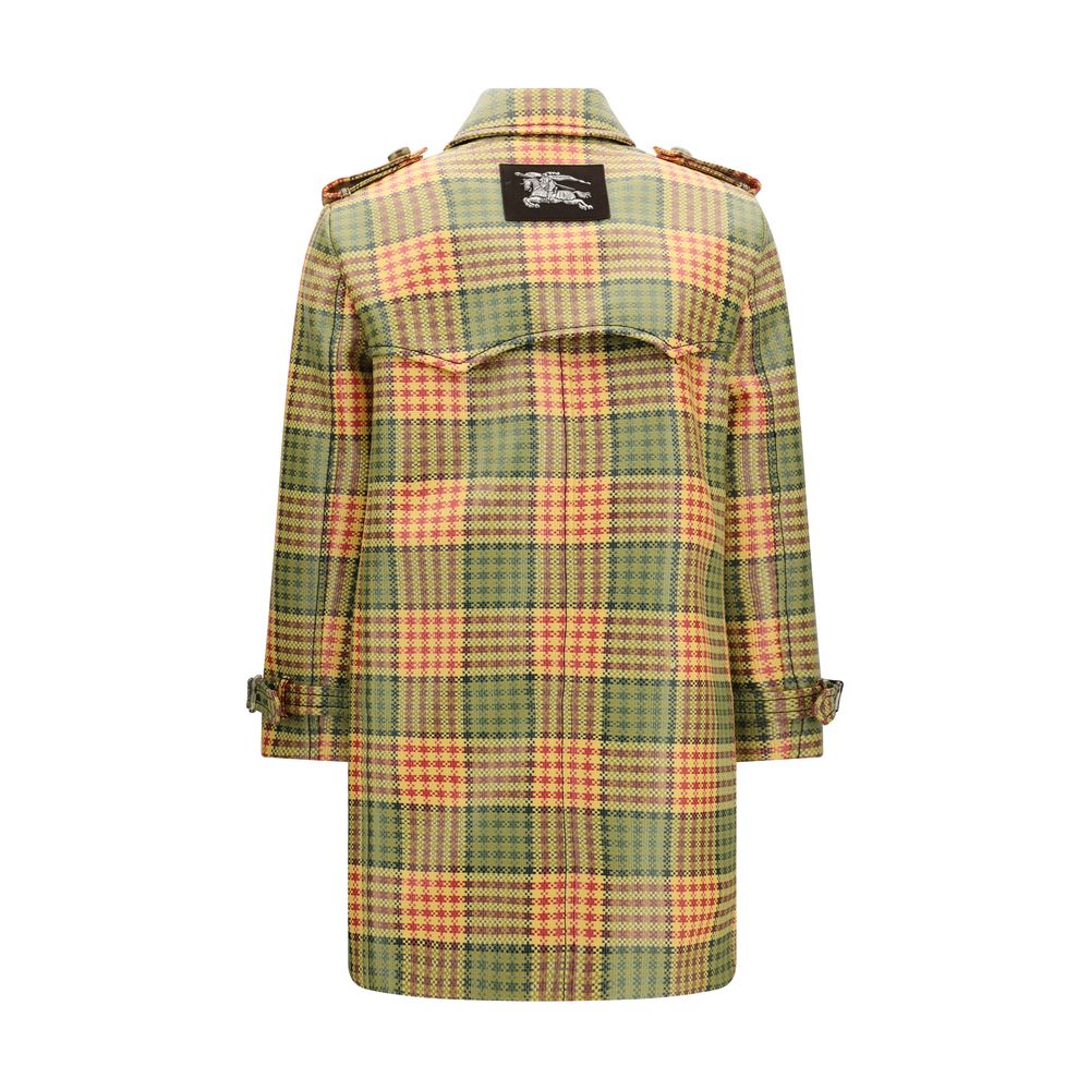 Mehrfarbiger synthetischer Trenchcoat mit Karomuster