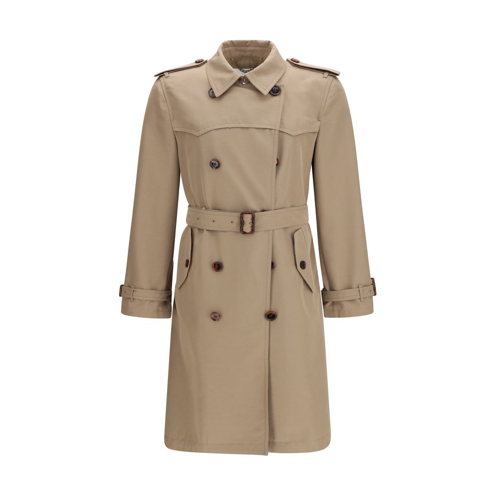 Brown Silk Blend Trench Coat with Belt