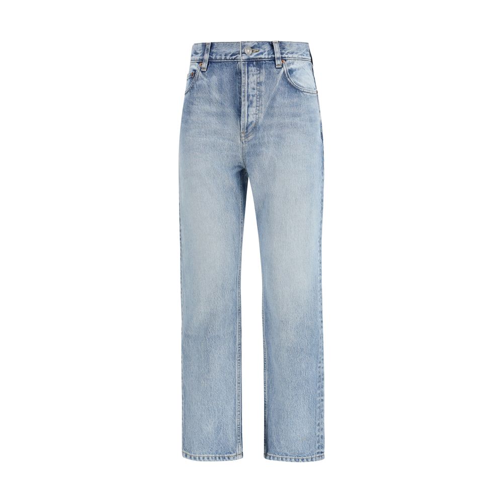 Blaue High-Waist Cropped Jeans aus Baumwolle
