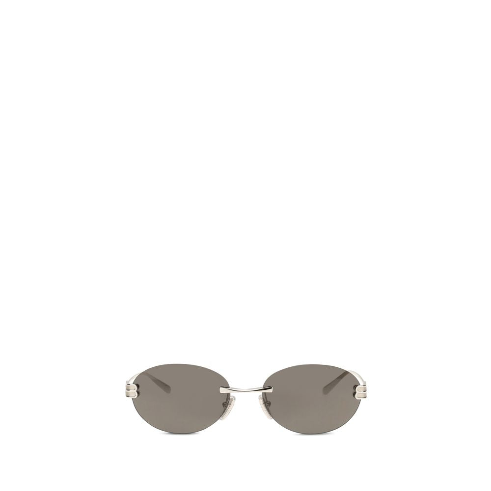 Silver Synthetic Sunglasses with Oval Rimless Frame