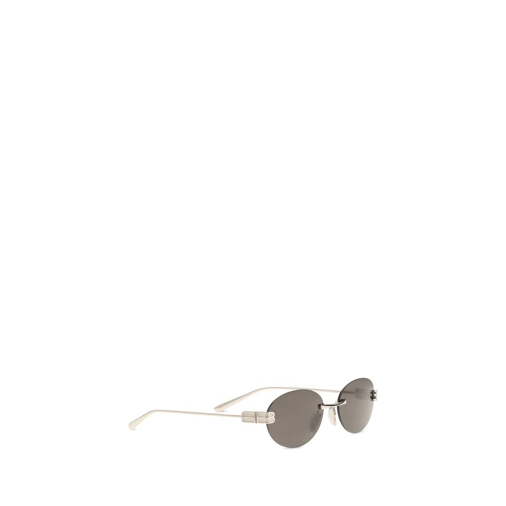 Silver Synthetic Sunglasses with Oval Rimless Frame