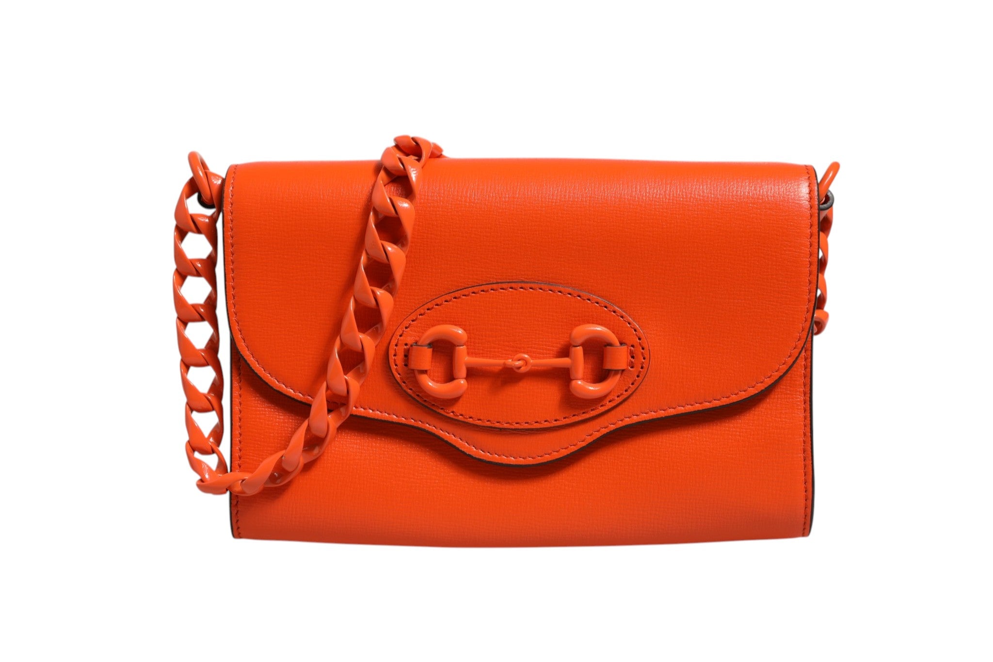 Orange Leather Horsebit 1955 Mini Shoulder Bag