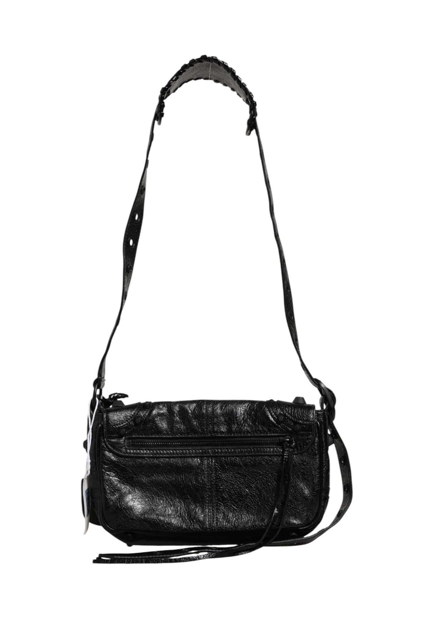 Schwarze Le Cagole XS Leder-Pochette mit Anhänger und Tasche