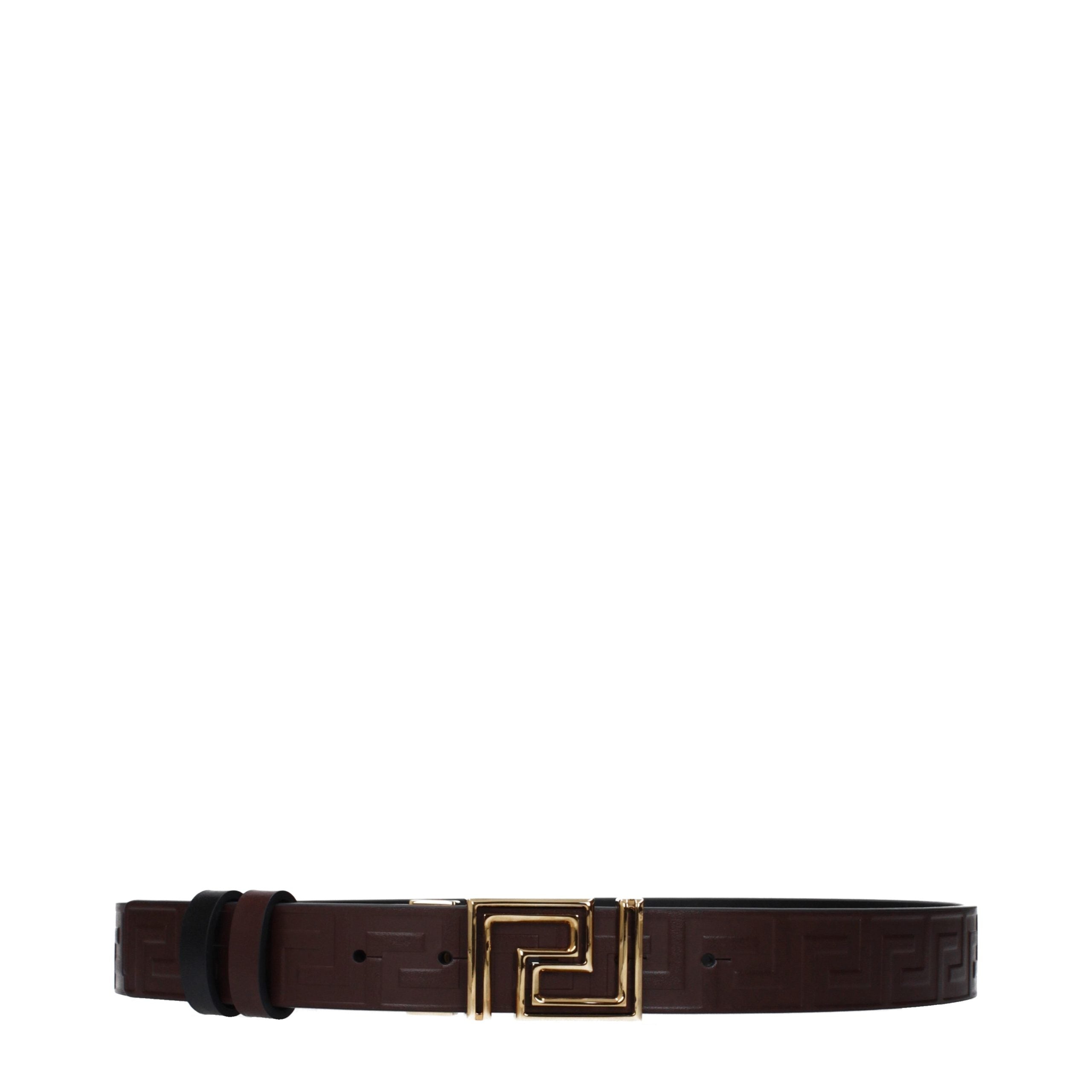 Brauner Ledergürtel mit Versace-Logo und Used-Effekt