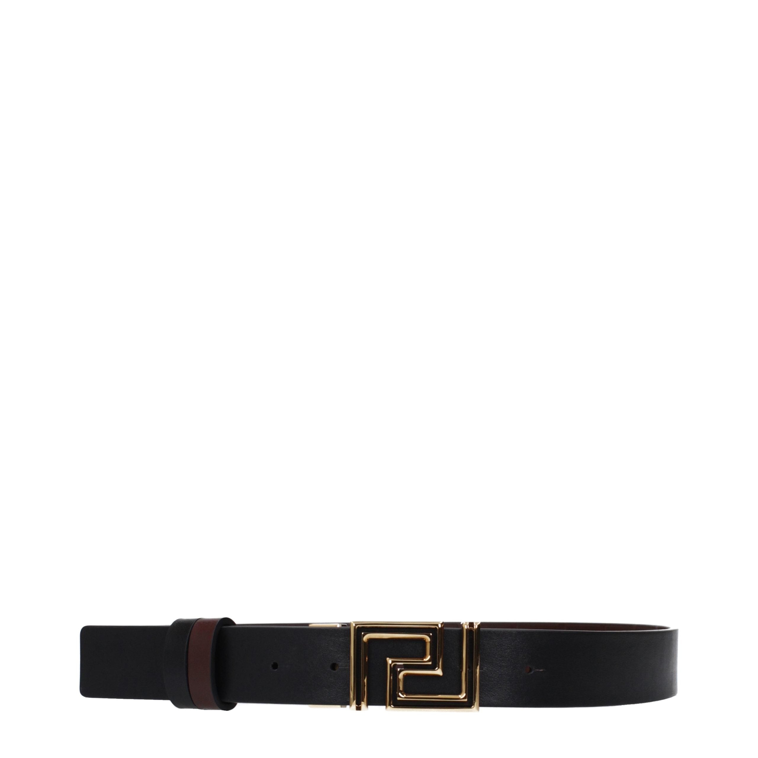 Brauner Ledergürtel mit Versace-Logo und Used-Effekt