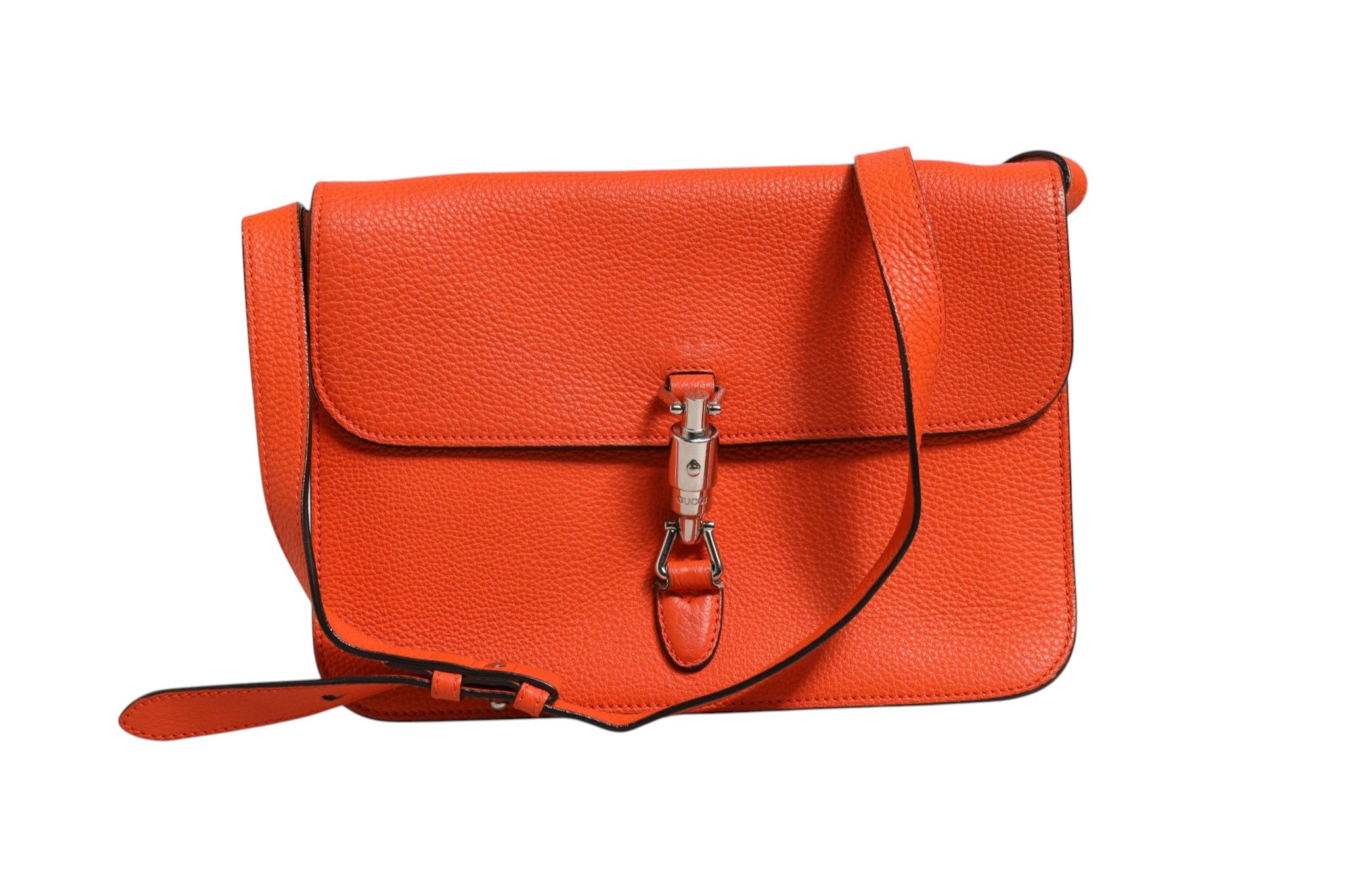 Orange Jackie Leather Soft Flap Shoulder Bag
