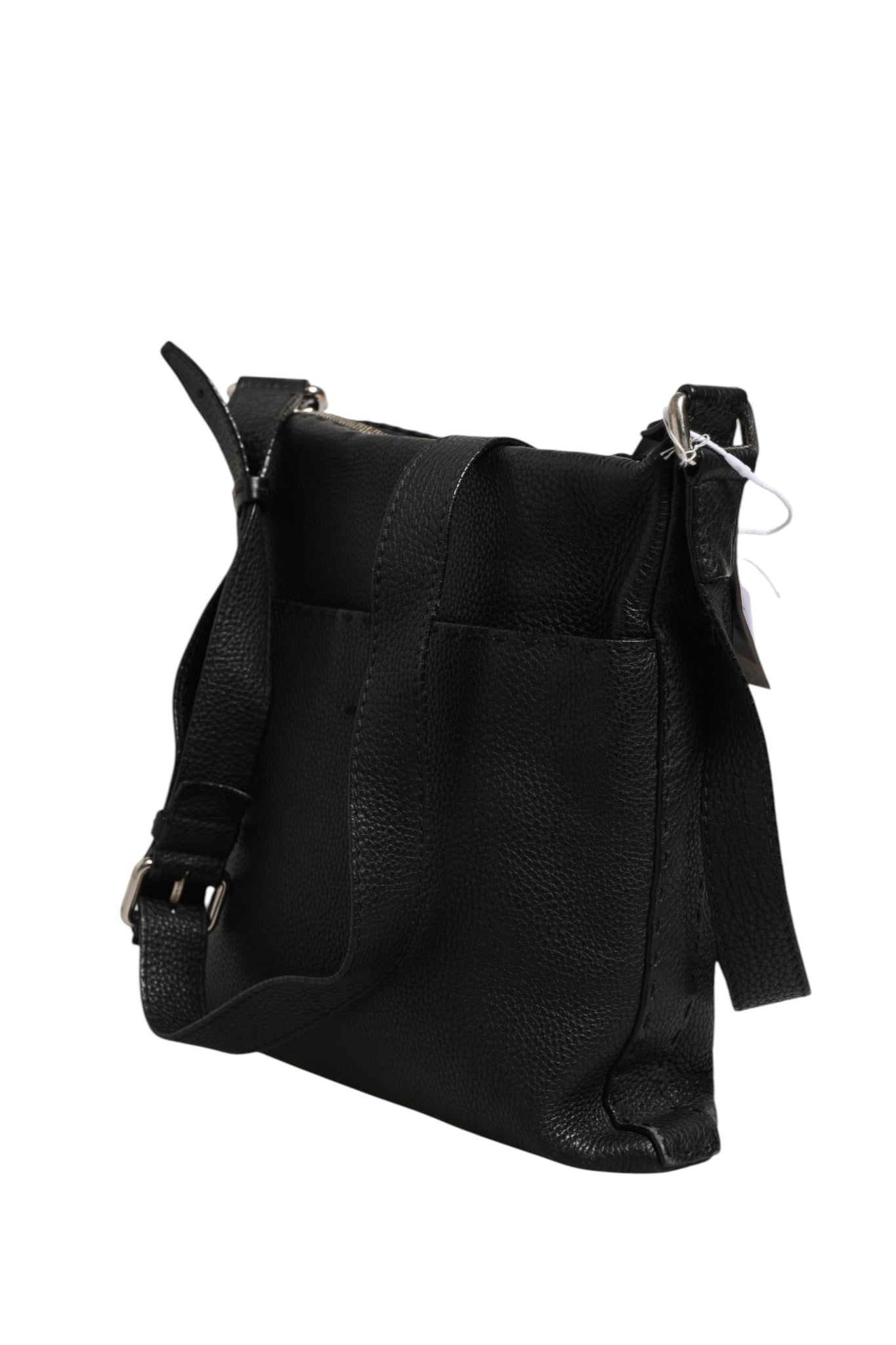 Schwarze Leder-Selleria-Messenger-Umhängetasche