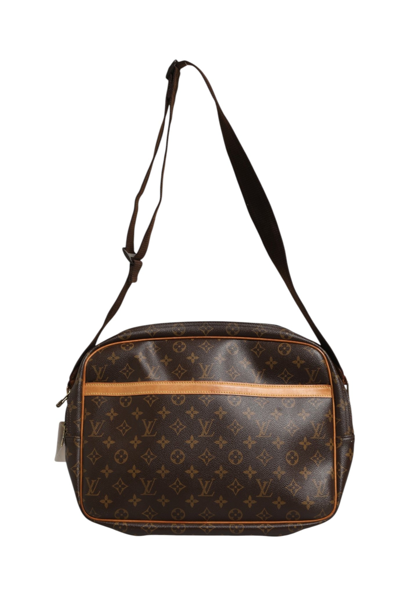 Brown Leather Monogram Reporter GM Bag