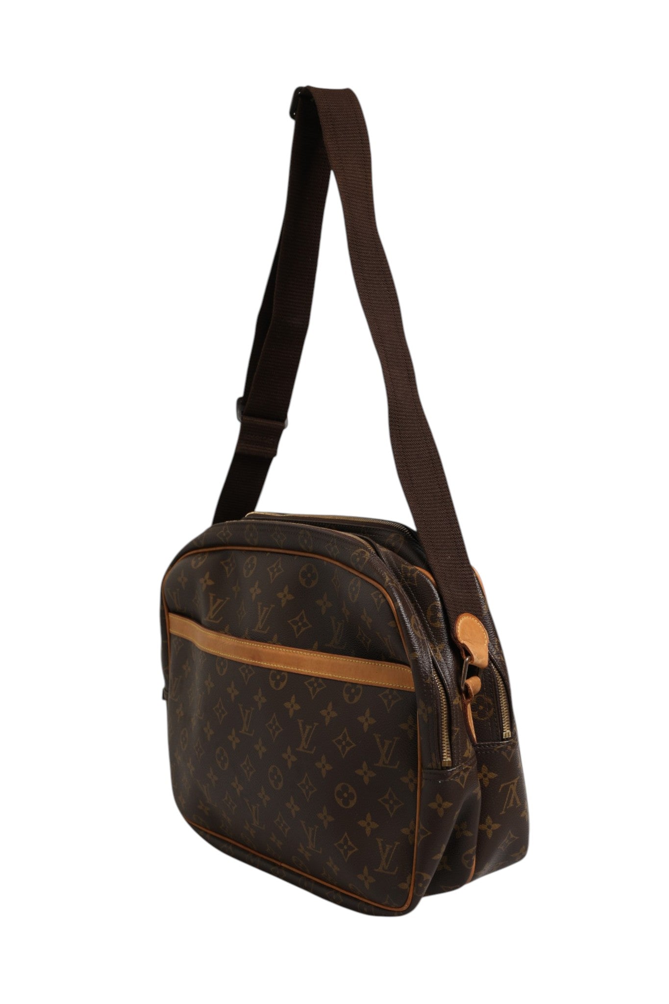 Brown Leather Monogram Reporter GM Bag