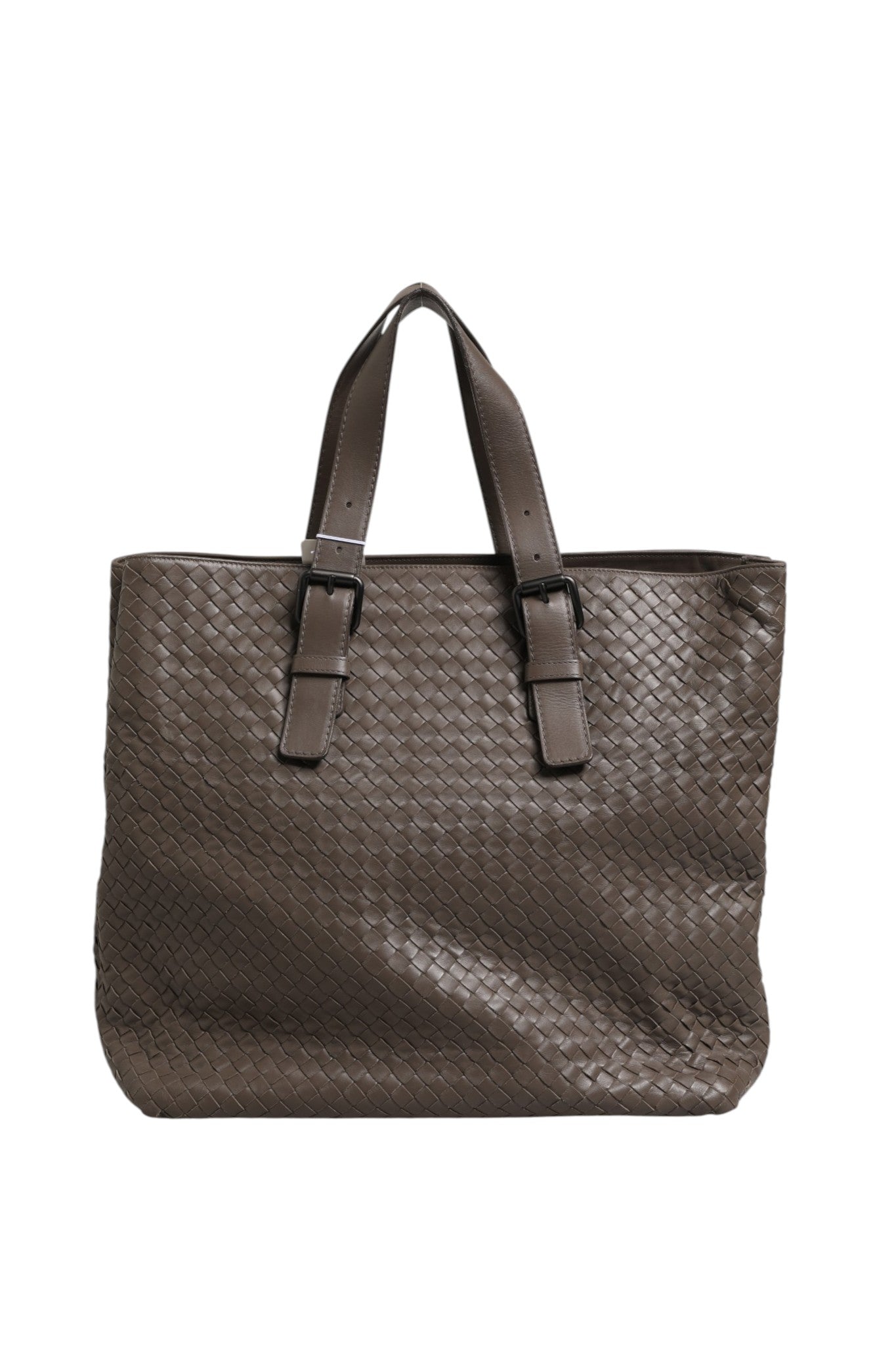 Grey Leather Intrecciato Nappa Tote Bag