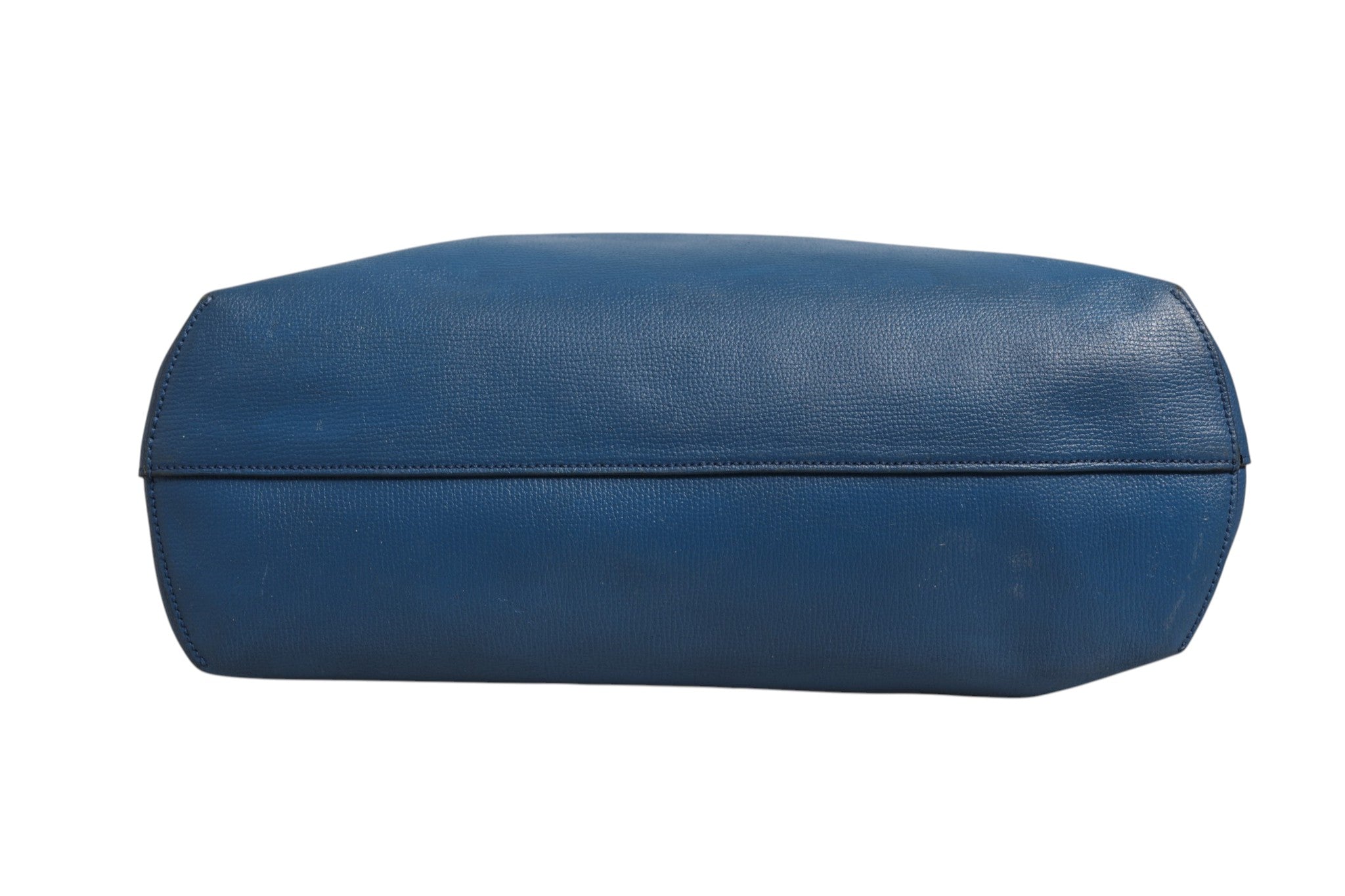 Navy Blue Leather Tote with Pouch