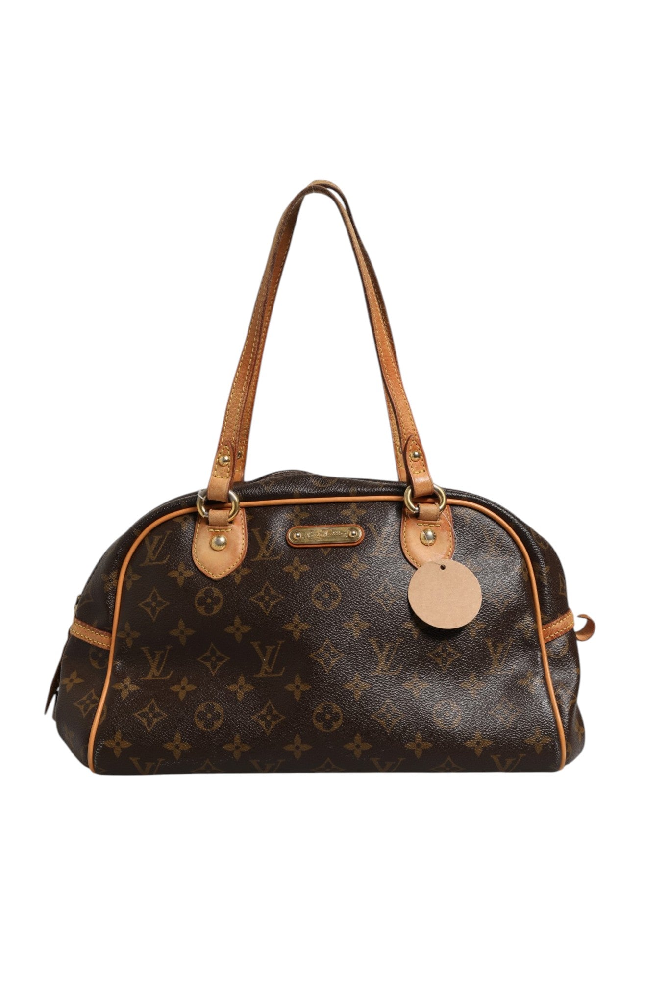 Brown Leather Monogram Canvas Montorgueil PM Bag