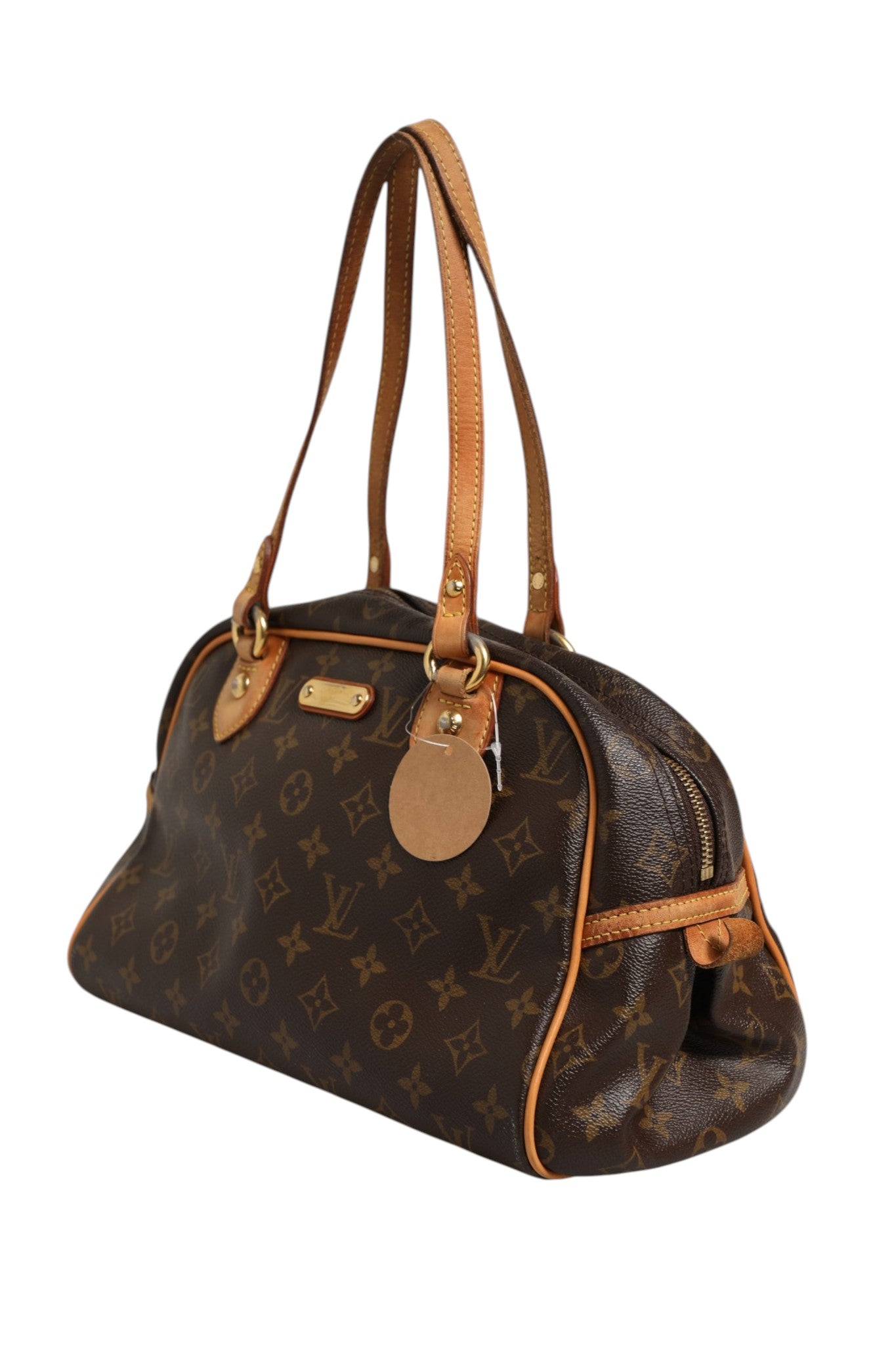 Brown Leather Monogram Canvas Montorgueil PM Bag