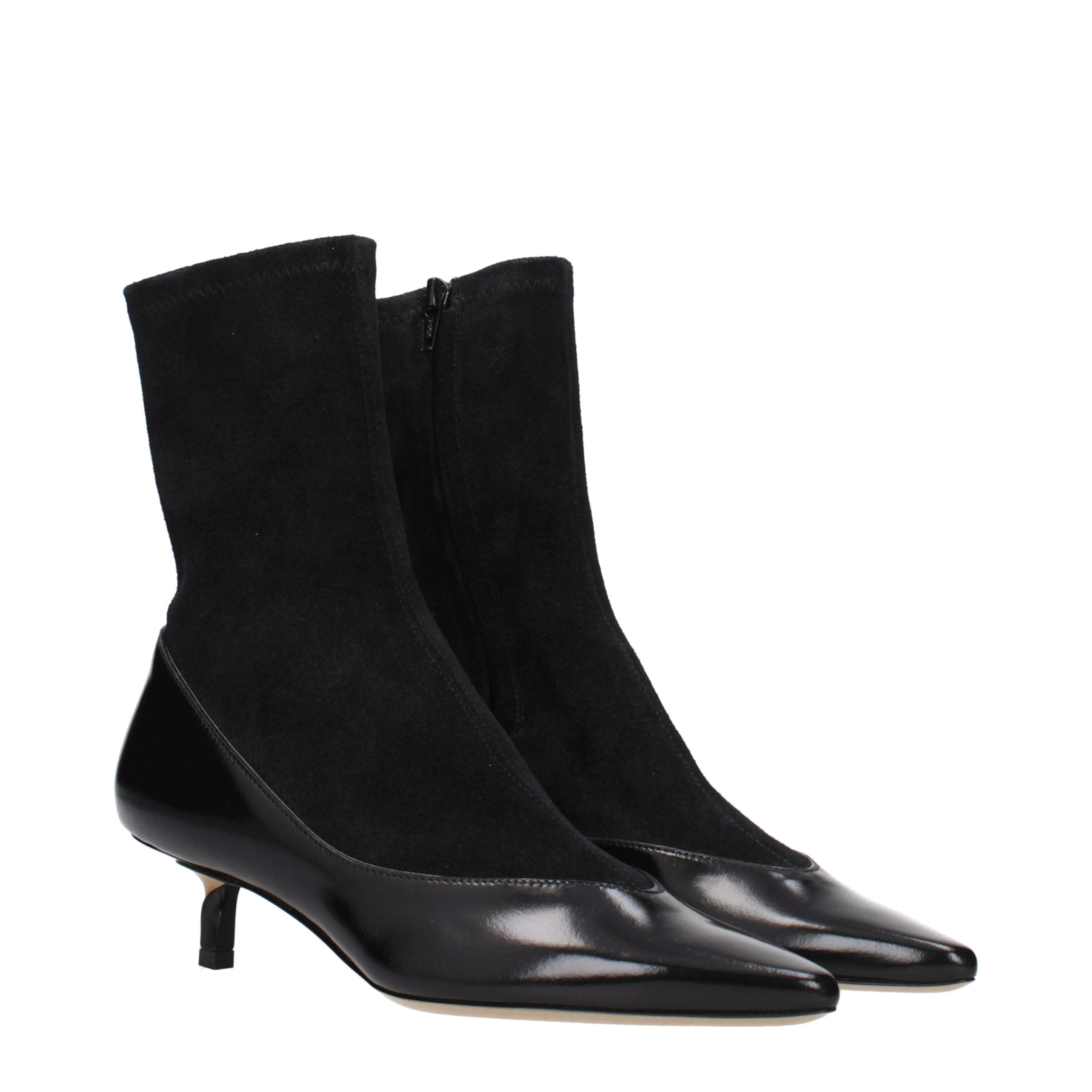Schwarze Jacquemus Ankle Boots aus Leder mit Vintage-Effekt
