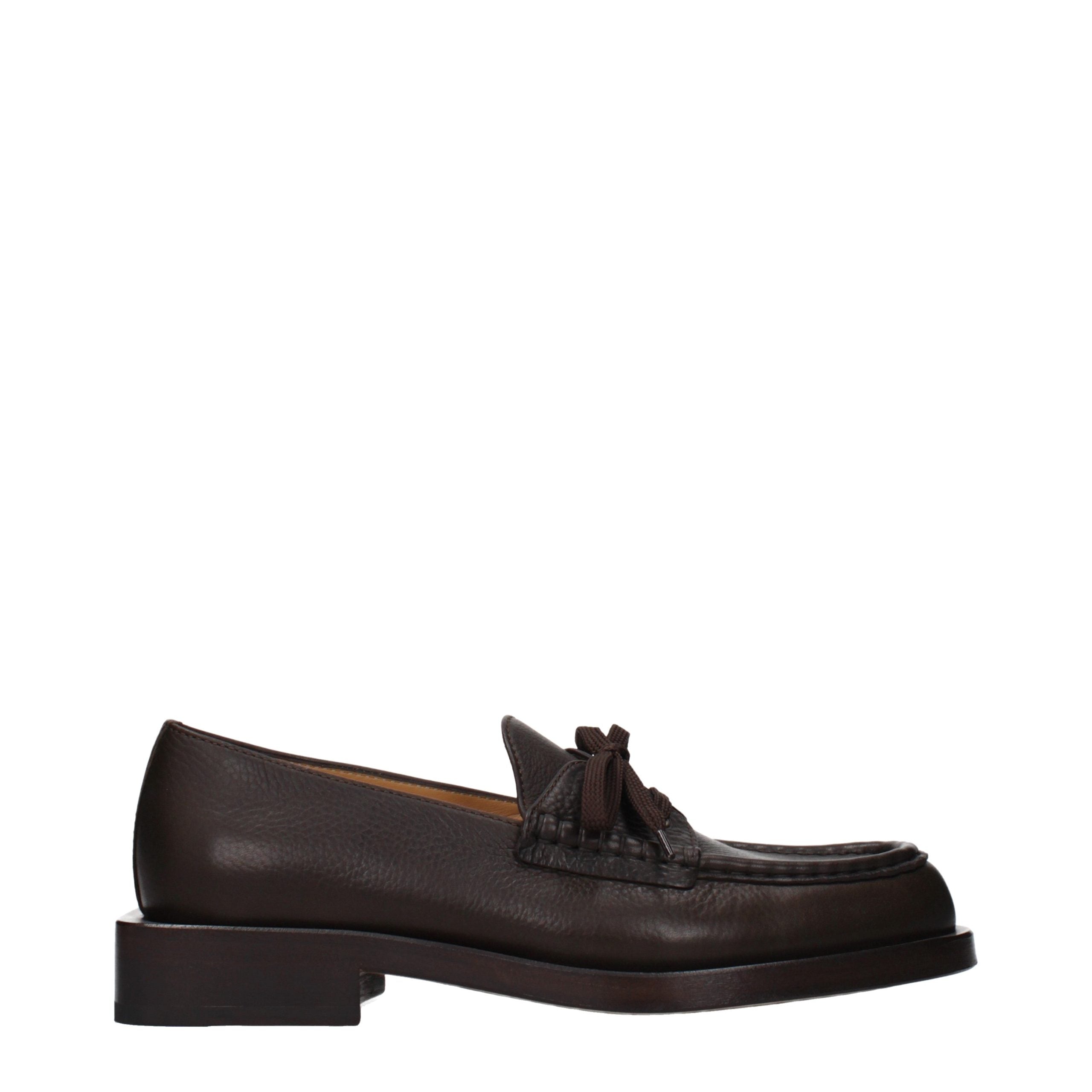 Brown Leather Loafers with Front Detail