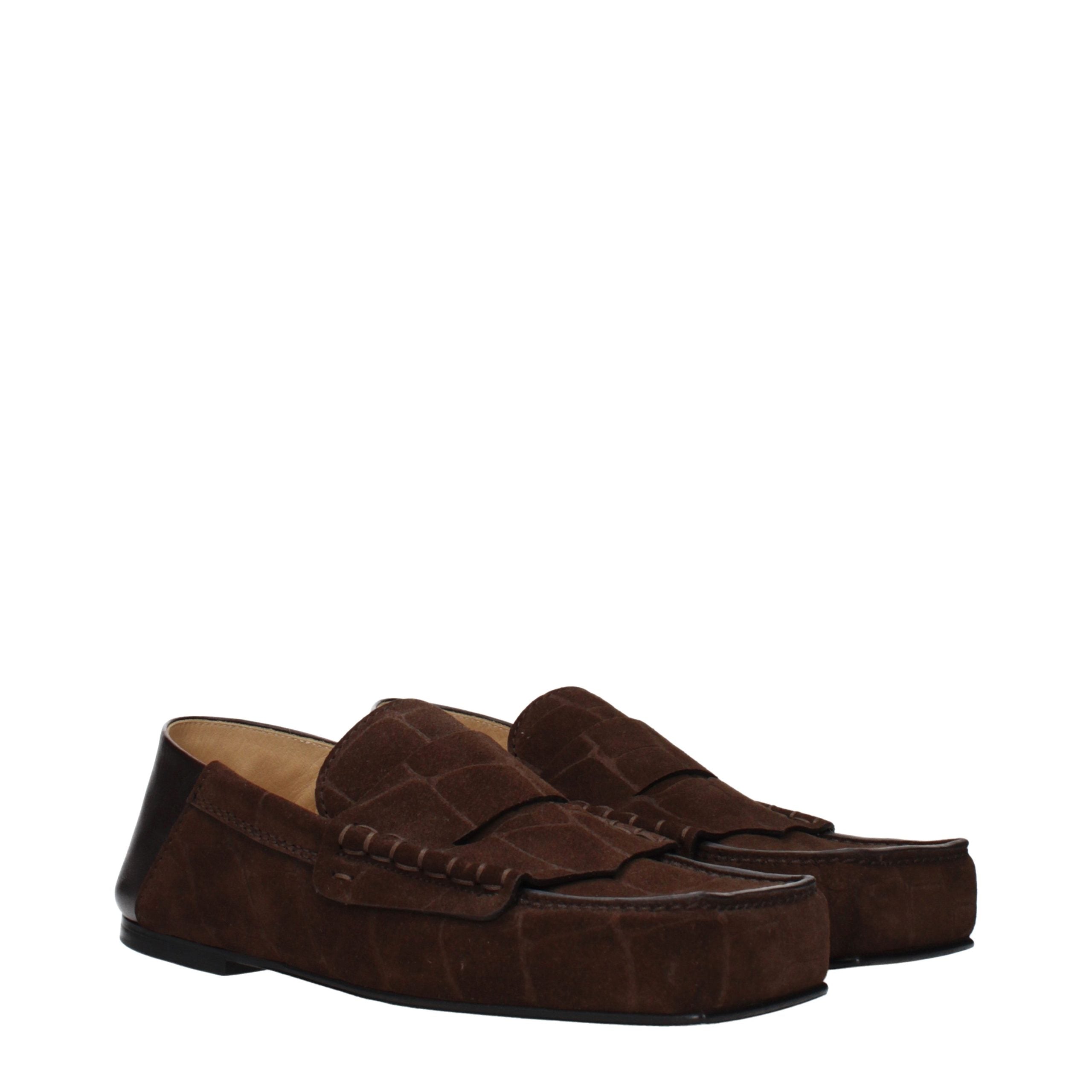 Brown Leather Loafers with Vintage Effect