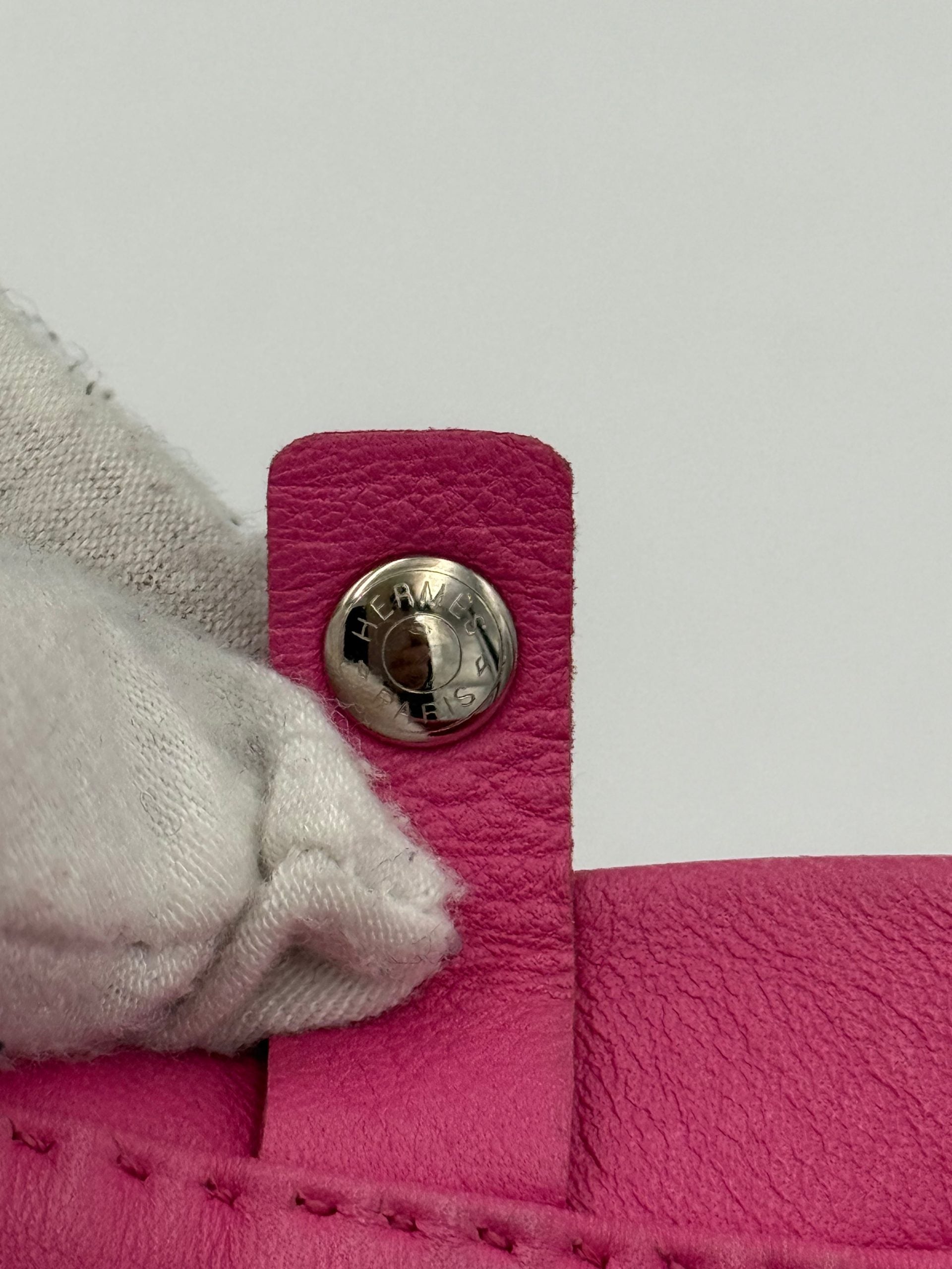 Hermès Silver Pink Clou de Selle Leather Handbag