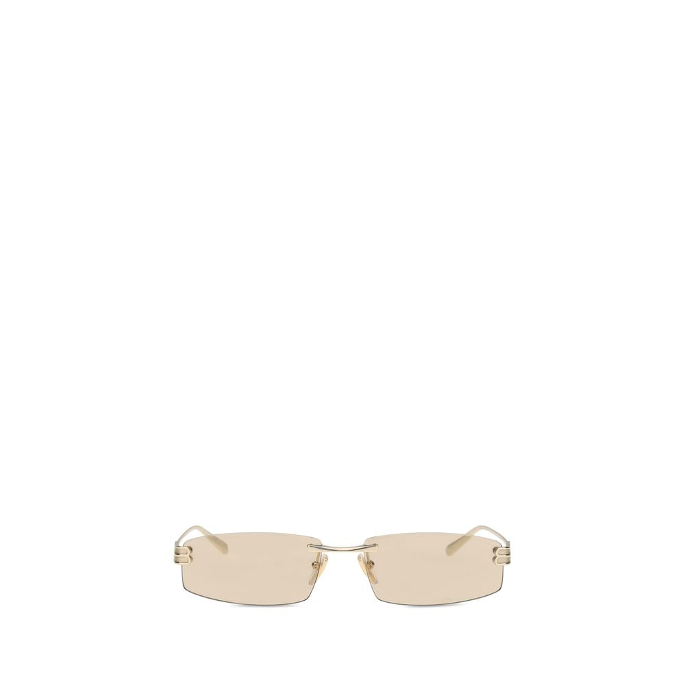 Beige Synthetik-Metall-Sonnenbrille mit rechteckigem Rahmen