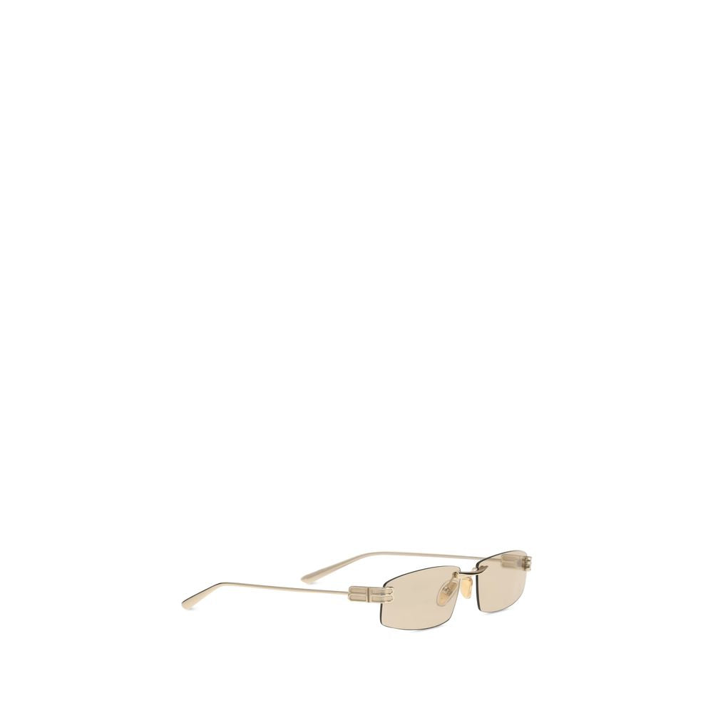 Beige Synthetik-Metall-Sonnenbrille mit rechteckigem Rahmen