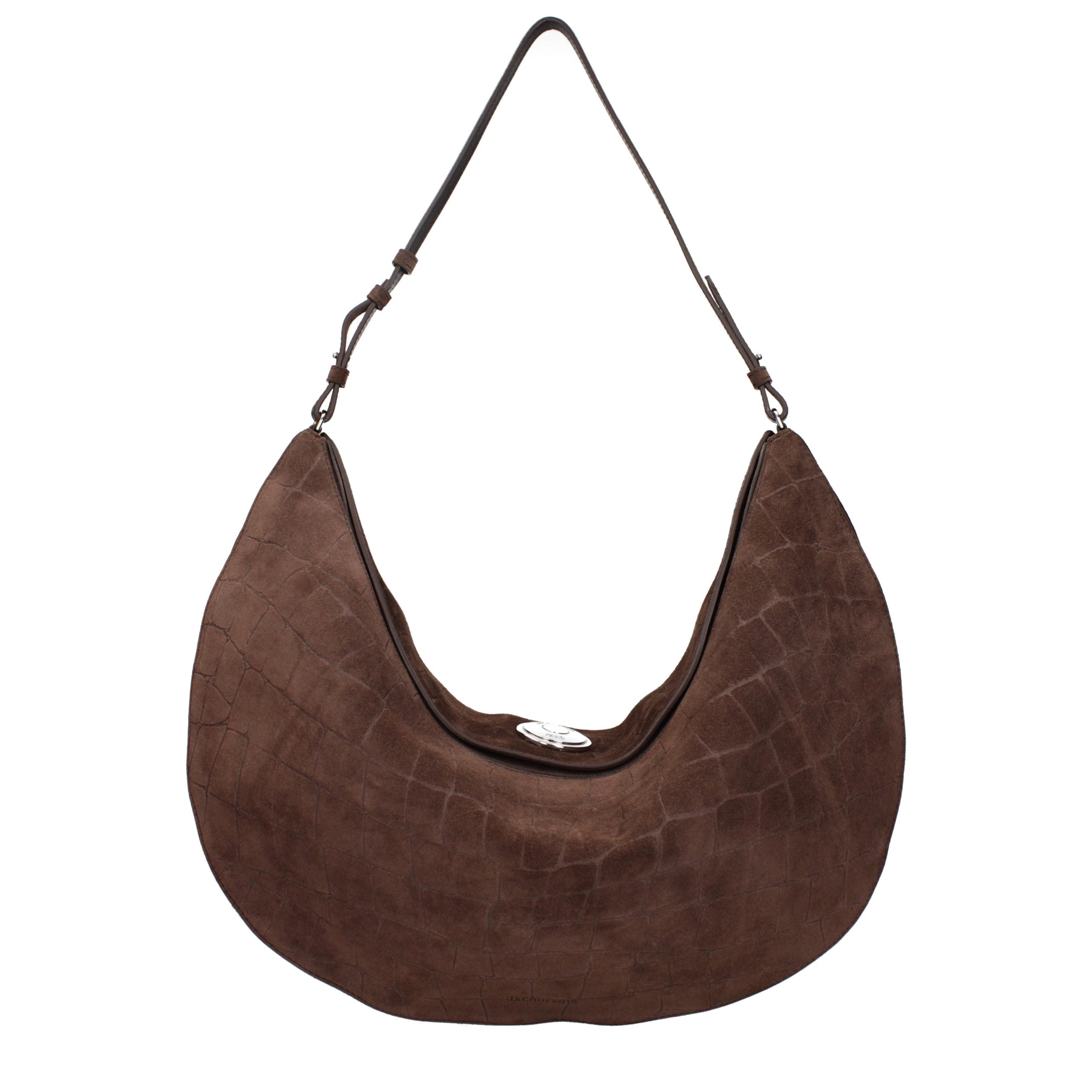 Brown Leather Shoulder Bag with Removable Handle by Jacquemus