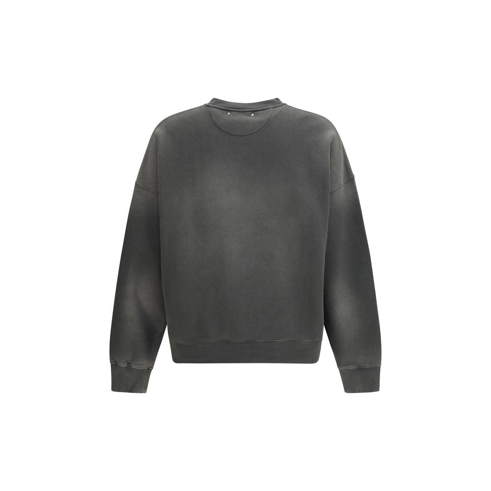 Grey Cotton Sweatshirt with Gold Star Embroidery