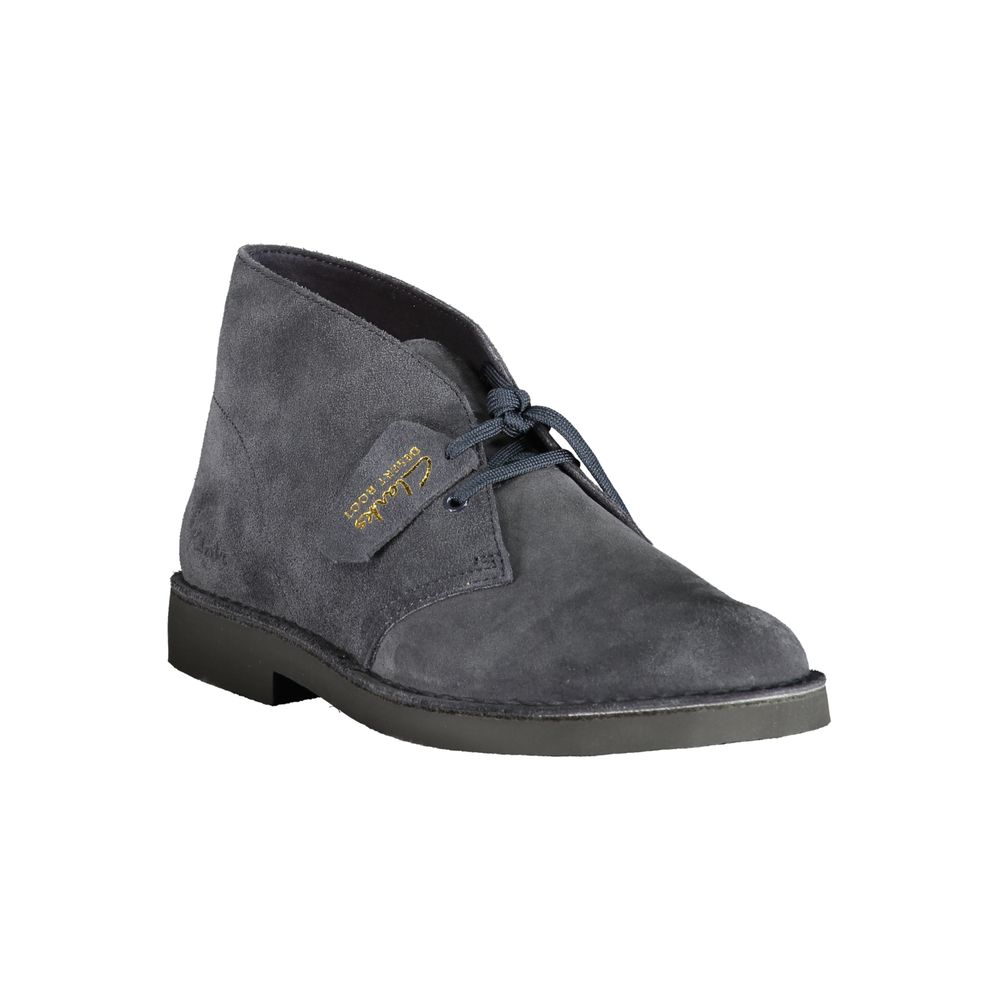 Blaue Lederstiefeletten mit Wildlederoptik