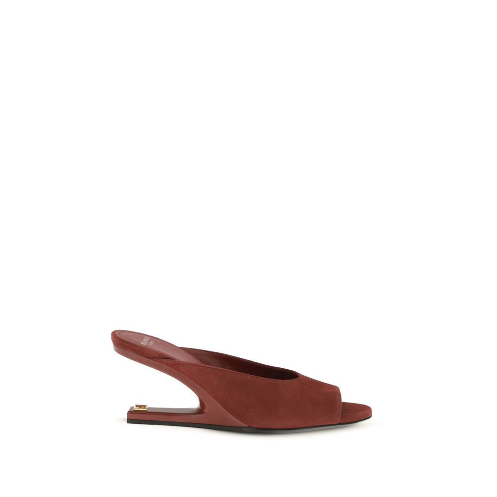 Bordeauxfarbene Leder-Mules mit geformtem Absatz