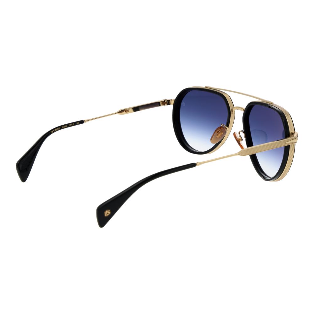 Black Metal Aviator Sunglasses with Blue Gradient Lenses