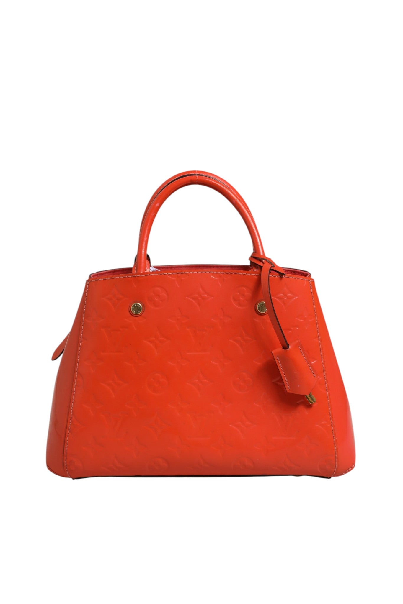 Orange Leather Montaigne Bag with Strap and Lock