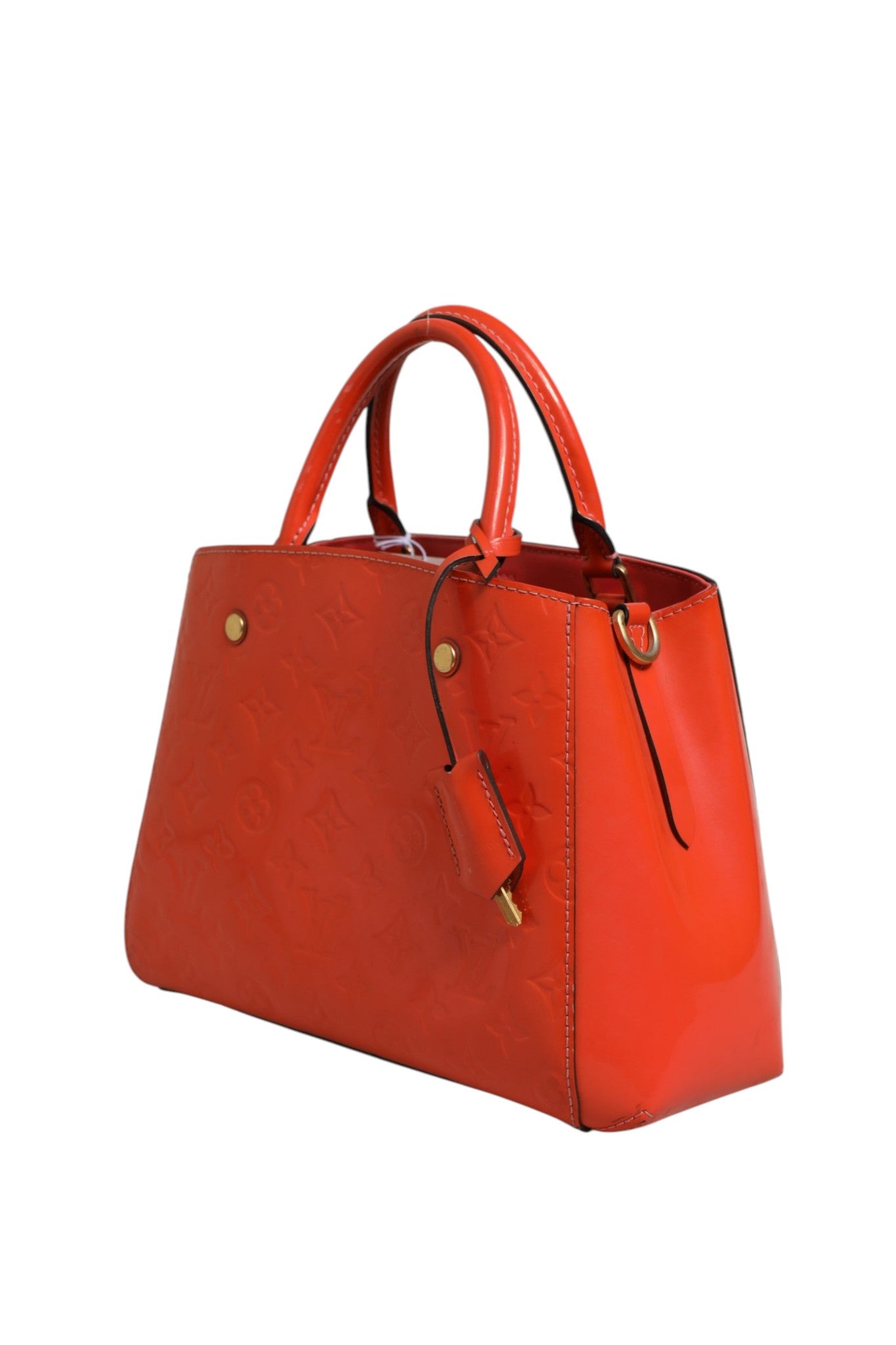 Orange Leather Montaigne Bag with Strap and Lock