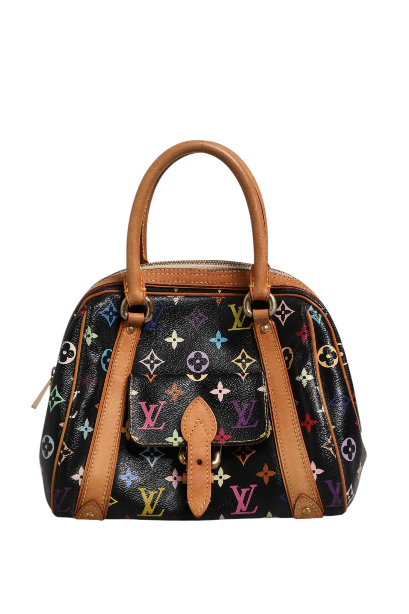 Schwarze Leder-Monogramm Multicolor Priscilla Handtasche